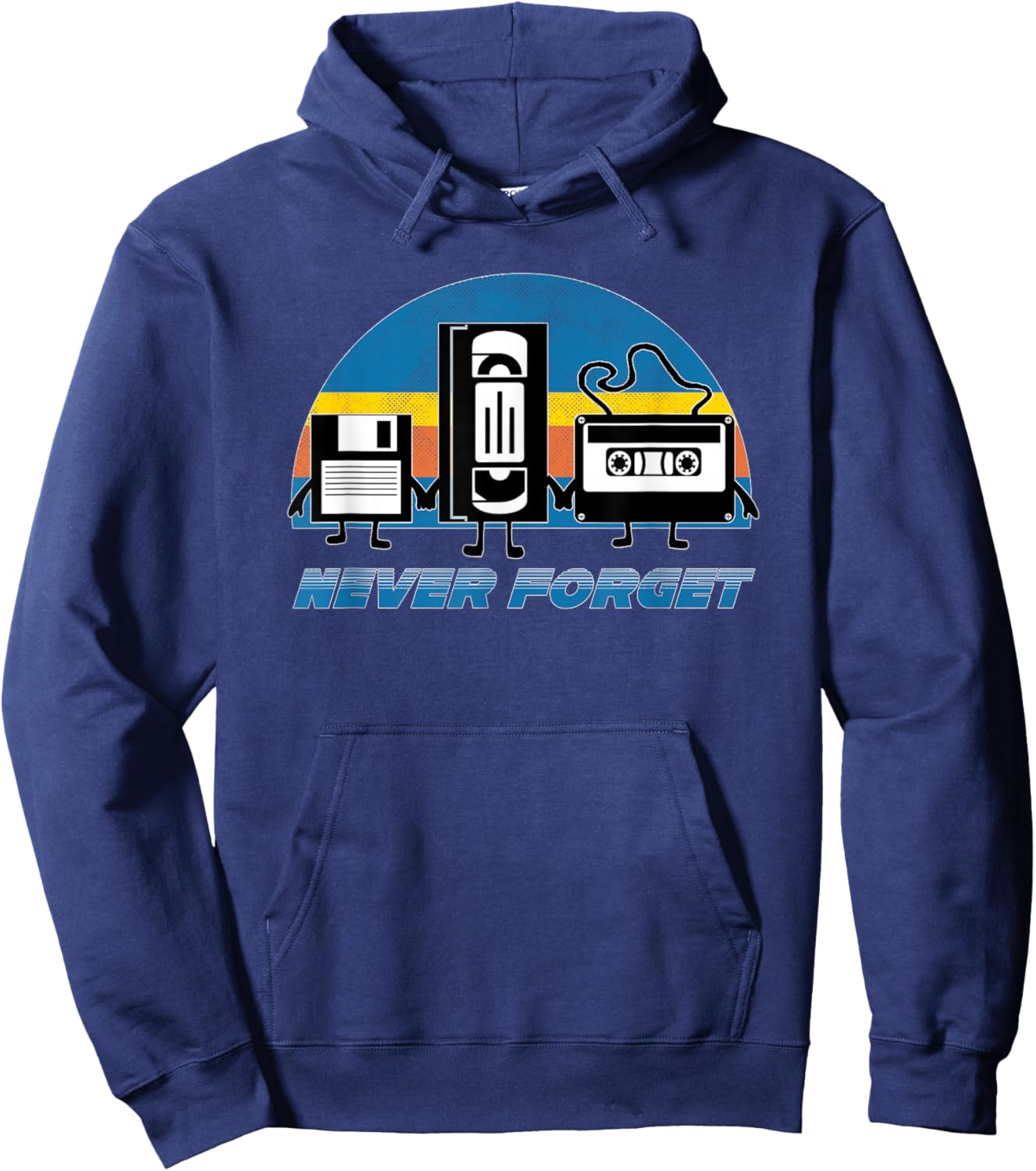 Never Forget Funny Retro Vintage VHS Cassette Floppy Disk Hoodie - Hoodie | Navy