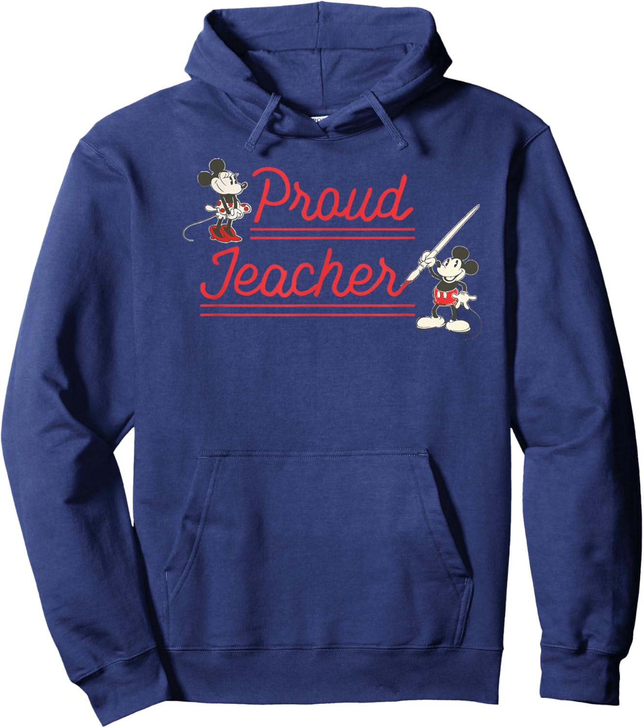 Disney Classic Mickey and Minnie Mouse Proud Teacher Retro Hoodie - Hoodie | Navy