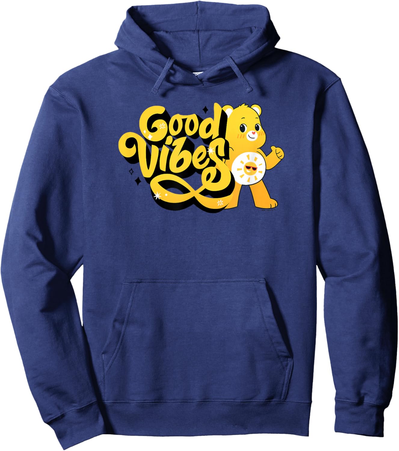 Care Bears Funshine Bear Vintage Sunshine Good Vibes Logo Hoodie - Hoodie | Navy
