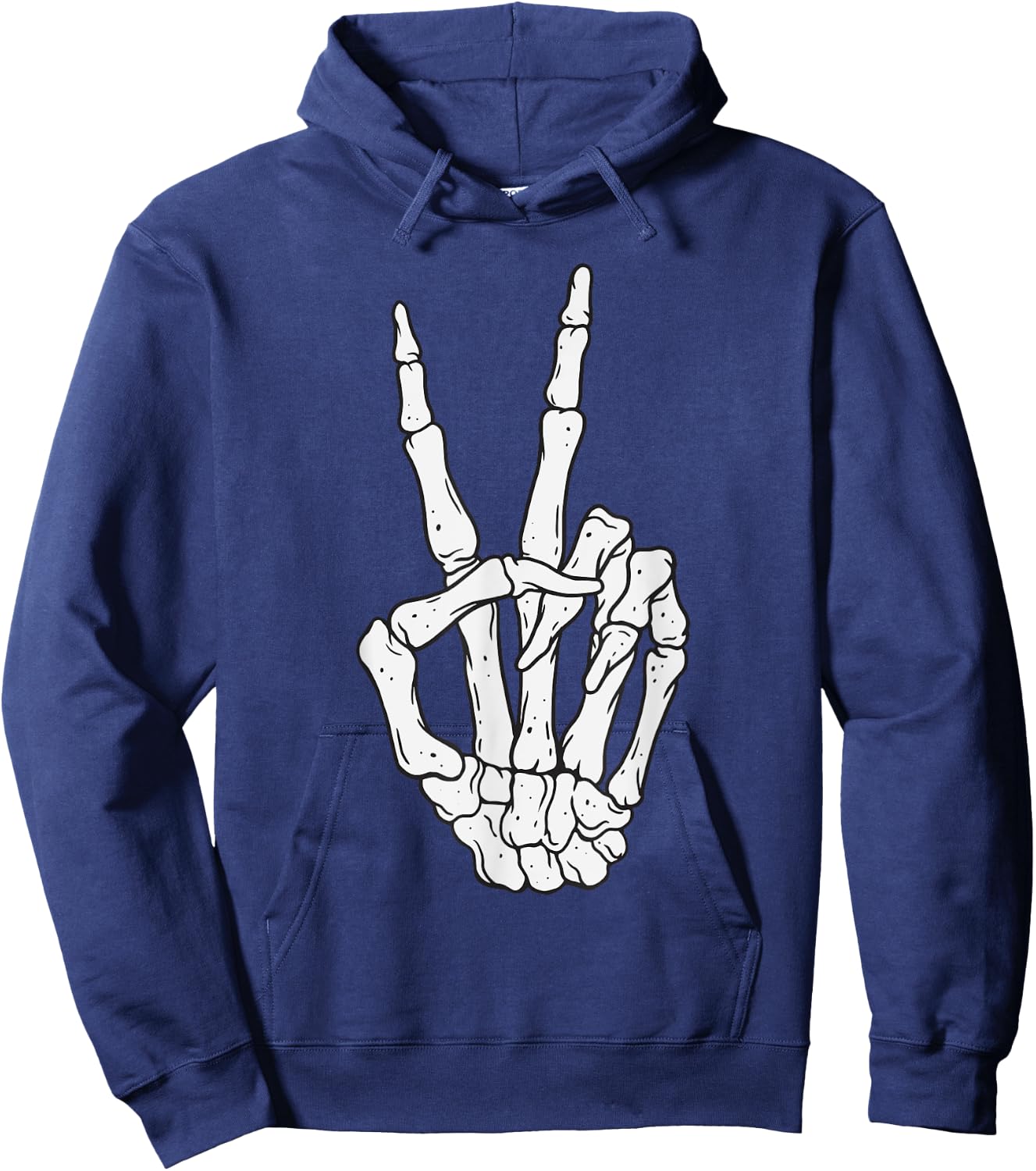 Funny Skeleton Hands Peace Sign Love Halloween Costume Hoodie - Hoodie | Navy