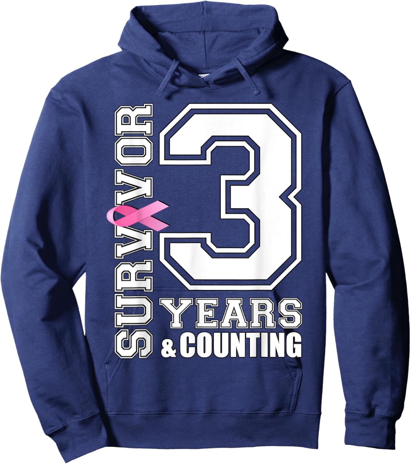 3 Years Breast Cancer Survivor Pink Ribbon Gifts Hoodie - Hoodie | Navy