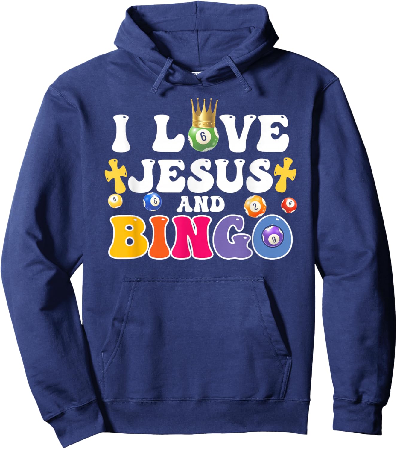 I Love Jesus And Bingo Christian Cross Board Games Hoodie - Hoodie | Navy