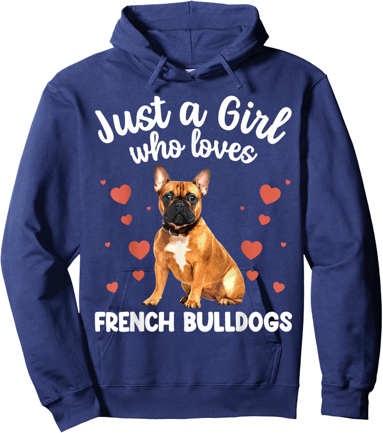 Funny French Bulldog Art Girls Frenchie Bulldog Hoodie - Hoodie | Navy