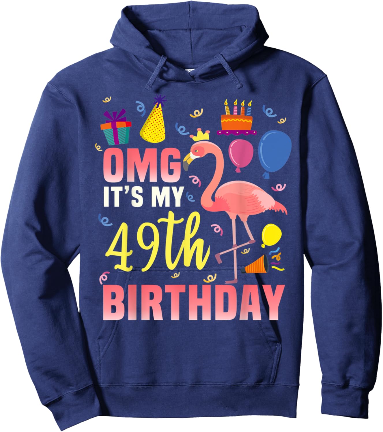 49 Year Old Women Men Gift Flamingo It's My 49th Birthday Hoodie - Hoodie | Navy