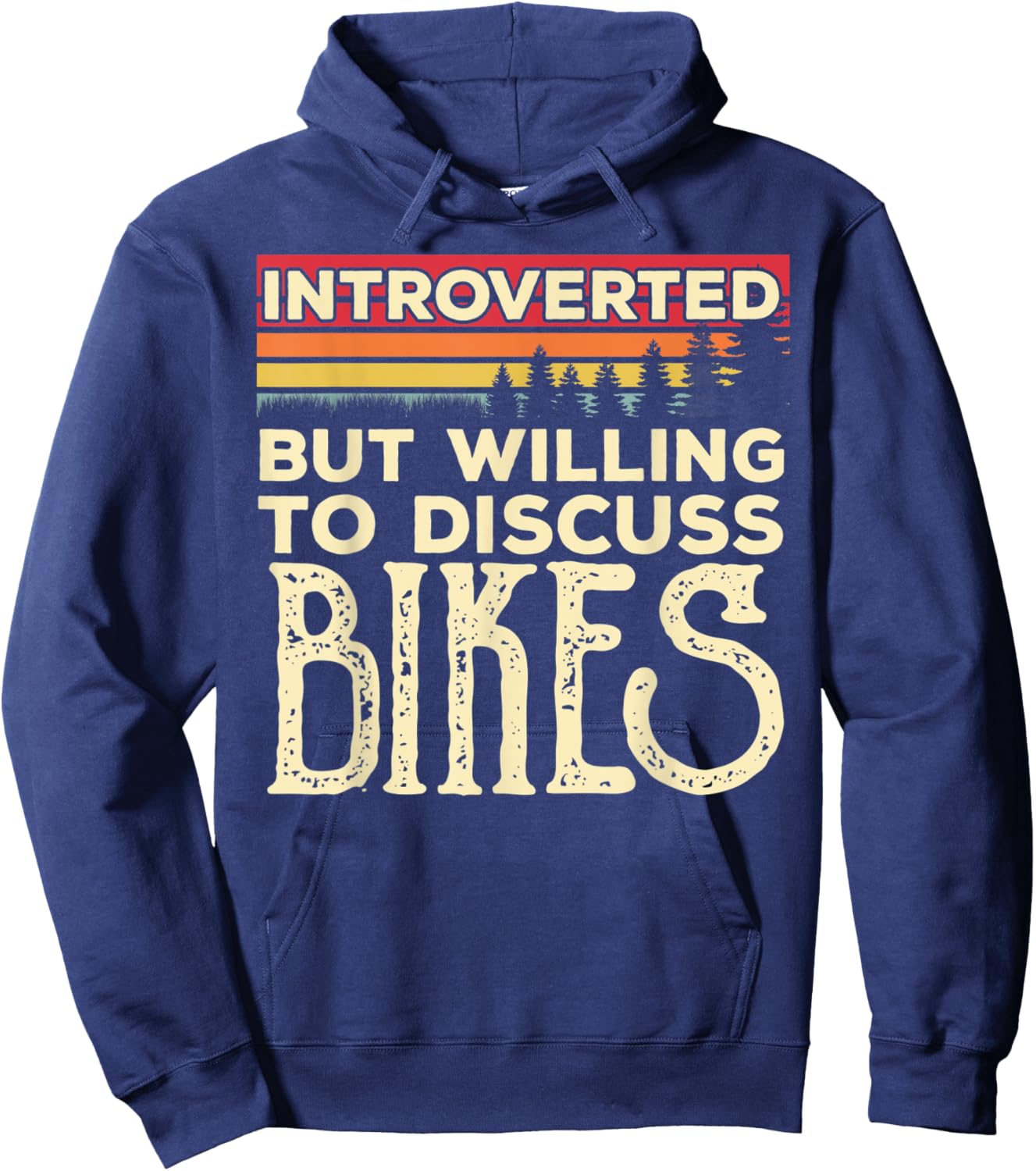 Introverted But Willing To Discuss Bikes Funny Vintage Hoodie - Hoodie | Navy