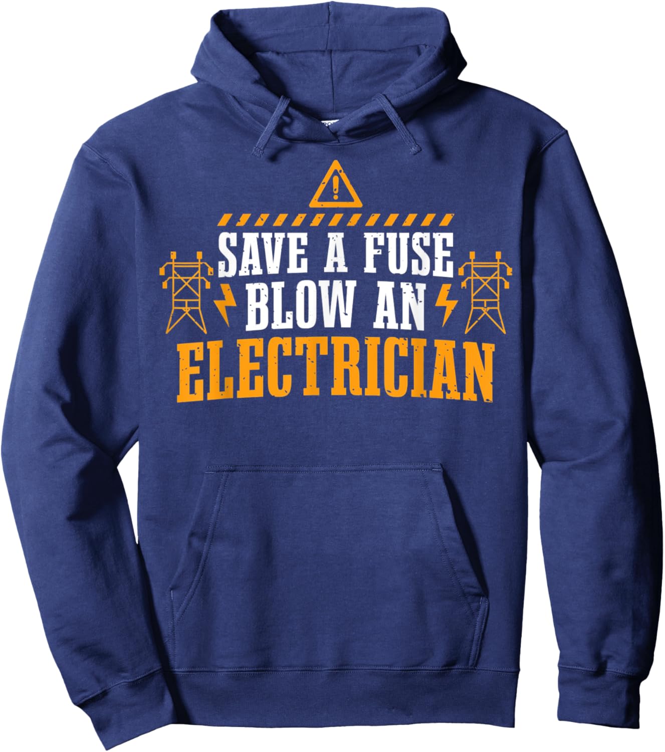 Save A Fuse Blow An Electrician Fun Lightning Electrical Pun Hoodie - Hoodie | Navy
