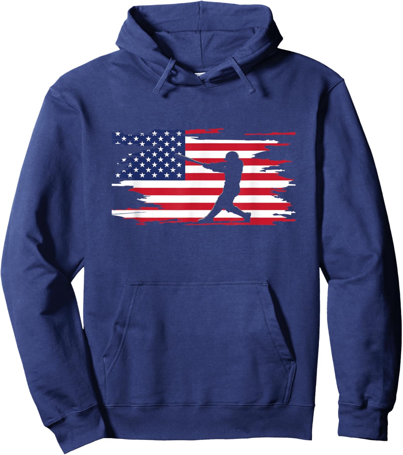 American Flag Baseball Apparel - Baseball Hoodie - Hoodie | Navy