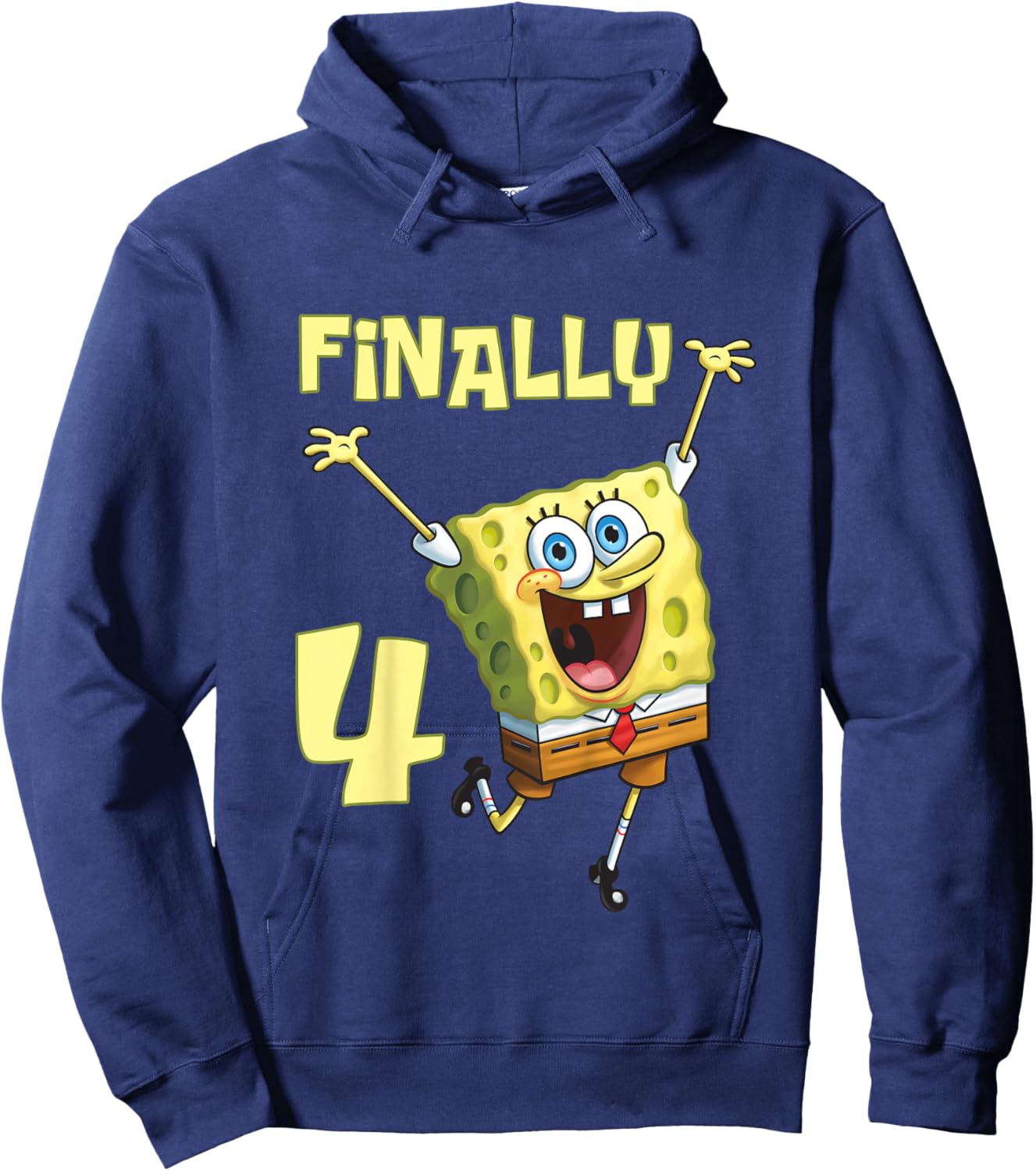 Mademark x SpongeBob SquarePants - Kids Original SpongeBob Square Pants - 4th Birthday. Finally 4. Hoodie - Hoodie | Navy