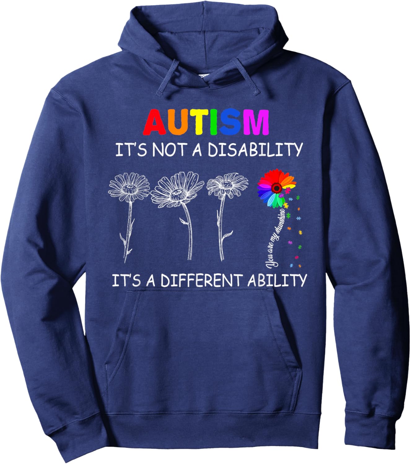 Not a Disability its a Different Ability - Autism Awareness Hoodie - Hoodie | Navy