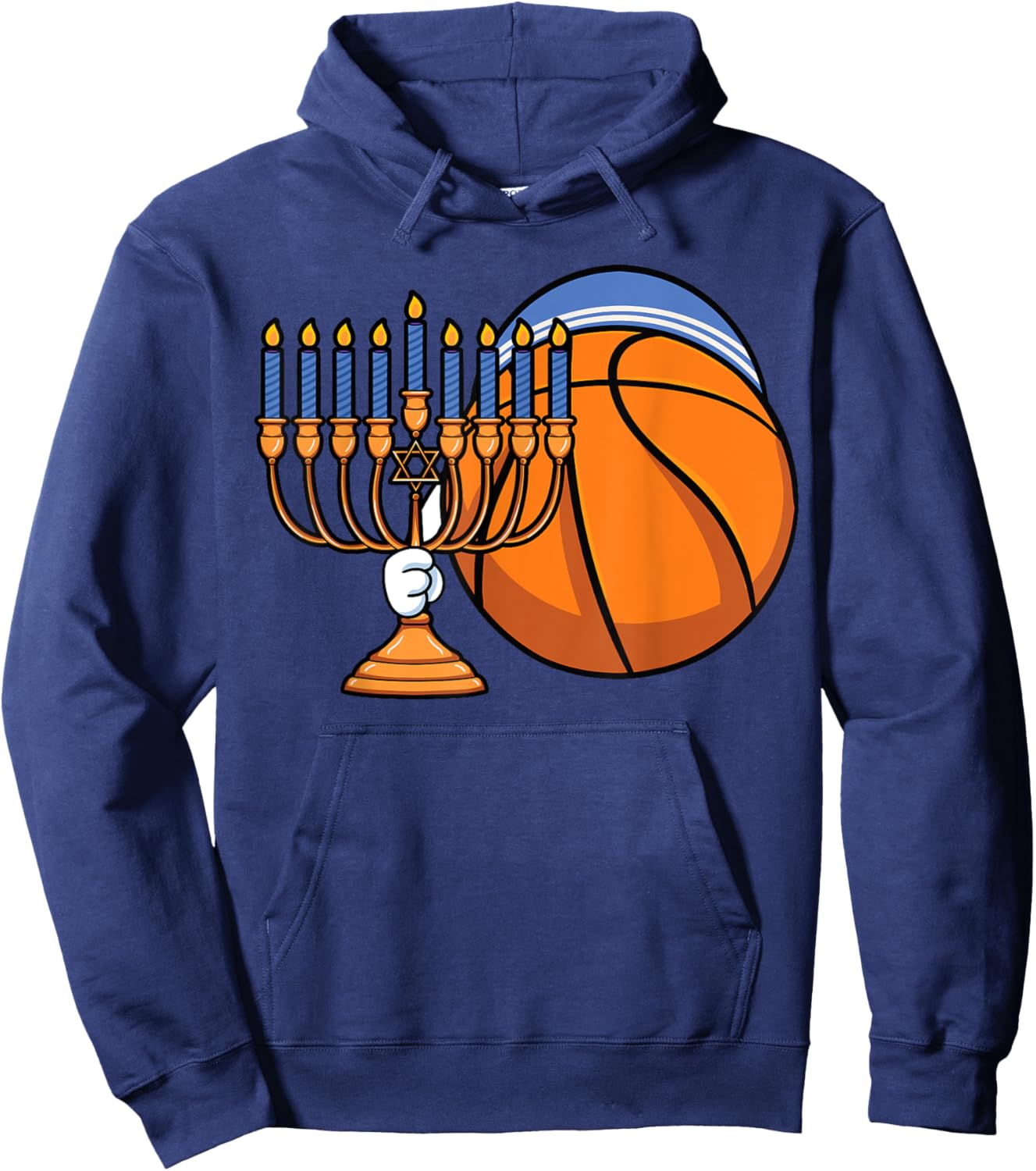 Hanukkah Basketball Festival Of Lights Chanukah Jewish Latke Hoodie - Hoodie | Navy