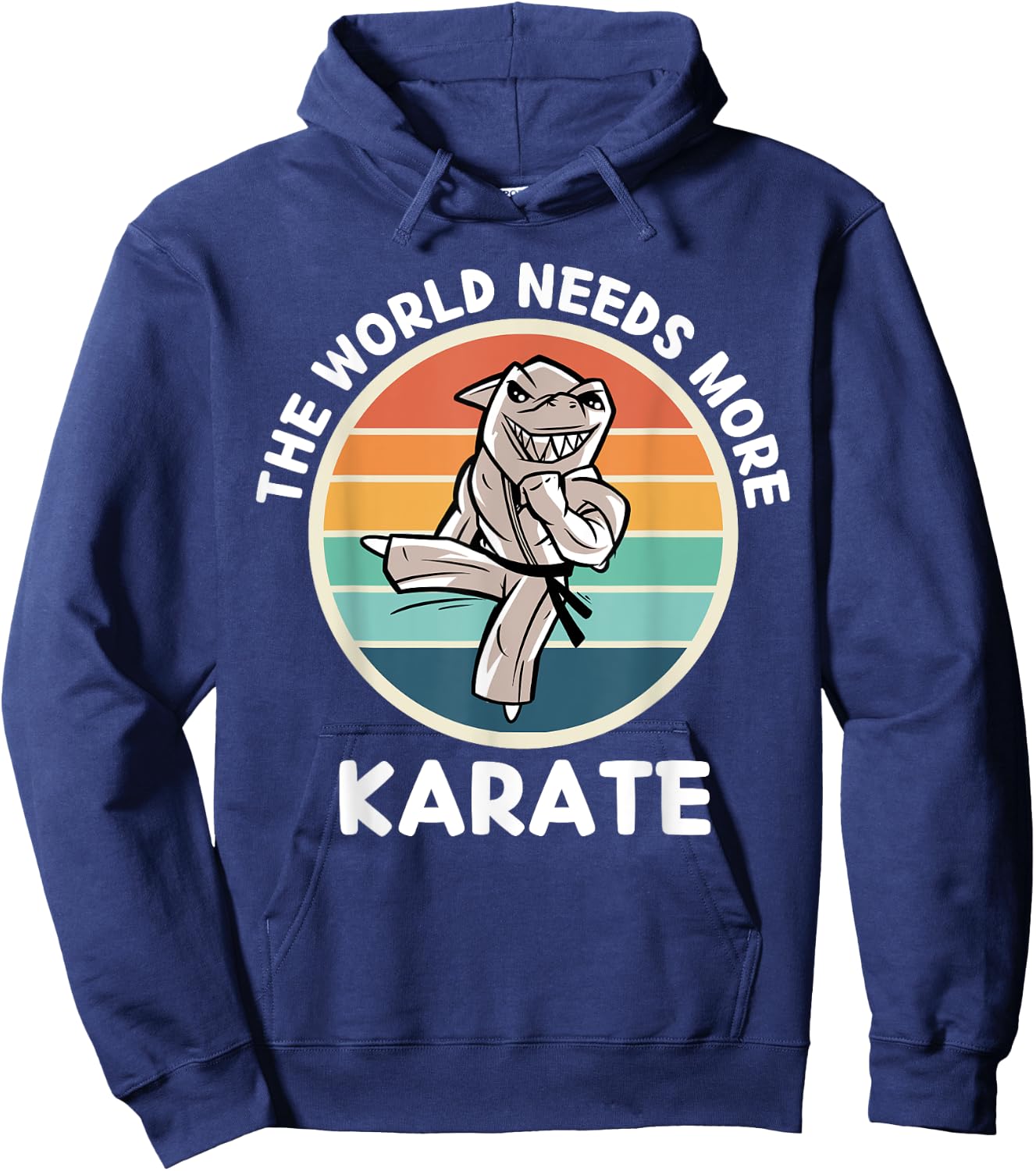 Vintage Shark The World Needs More Karate Retro Karate Lover Hoodie - Hoodie | Navy