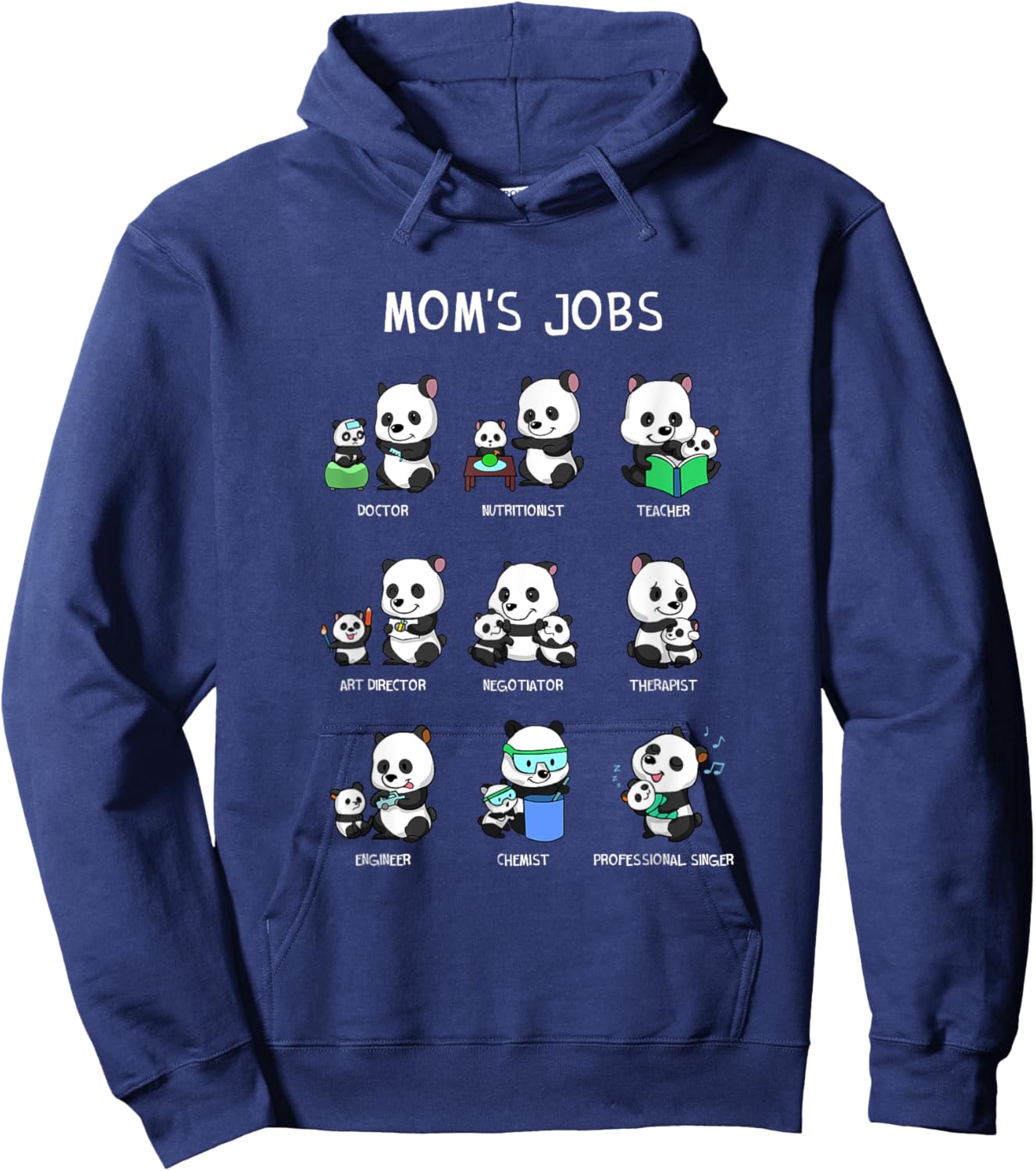 Mom's Jobs Mother's Day Mommy Nerd Panda Bear Pandas Mama Hoodie - Hoodie | Navy