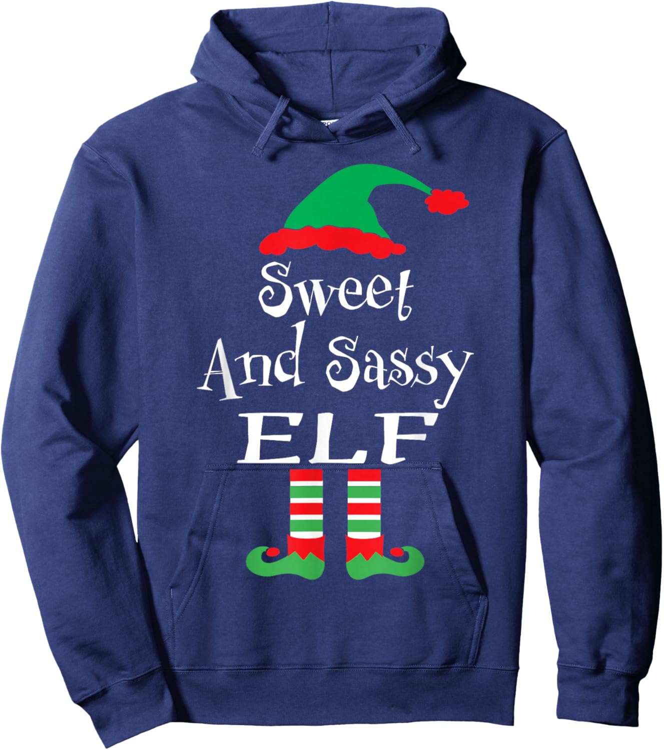 Funny Sweet and Sassy Elf Shirt Xmas Family Matching Youth Hoodie - Hoodie | Navy