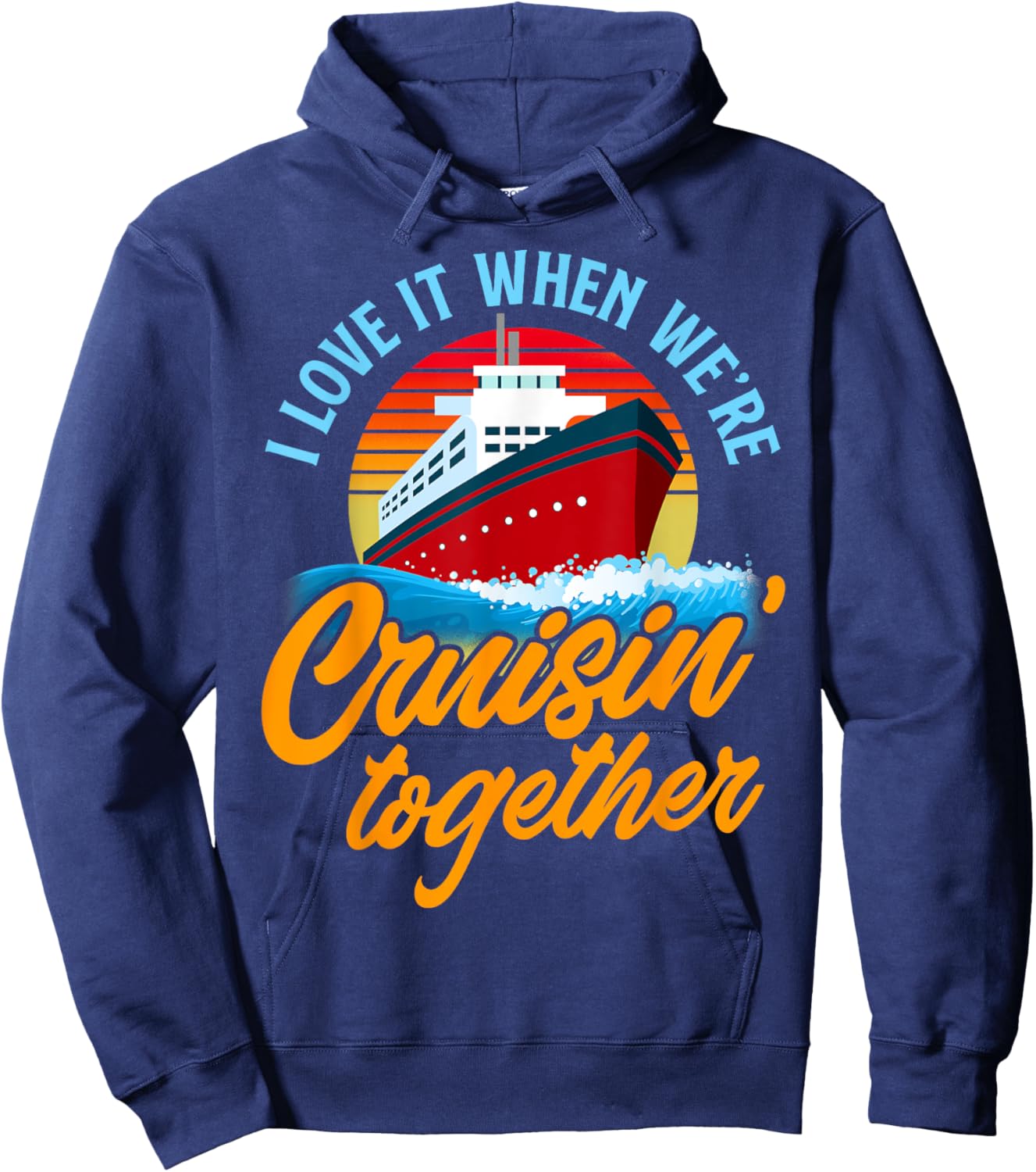 Cruising Together Vintage Funny Cruise Couple Hoodie - Hoodie | Navy