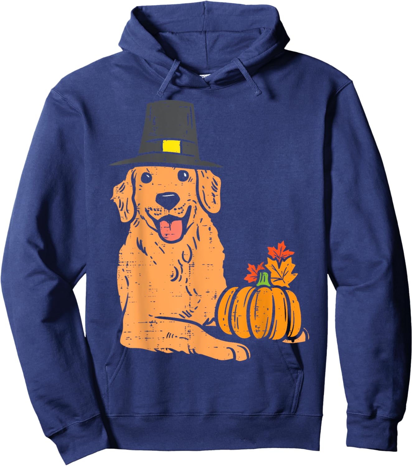 Golden Retriever Pumpkin Leaves Thanksgiving Halloween Dog Men Women Kids Hoodie - Hoodie | Navy