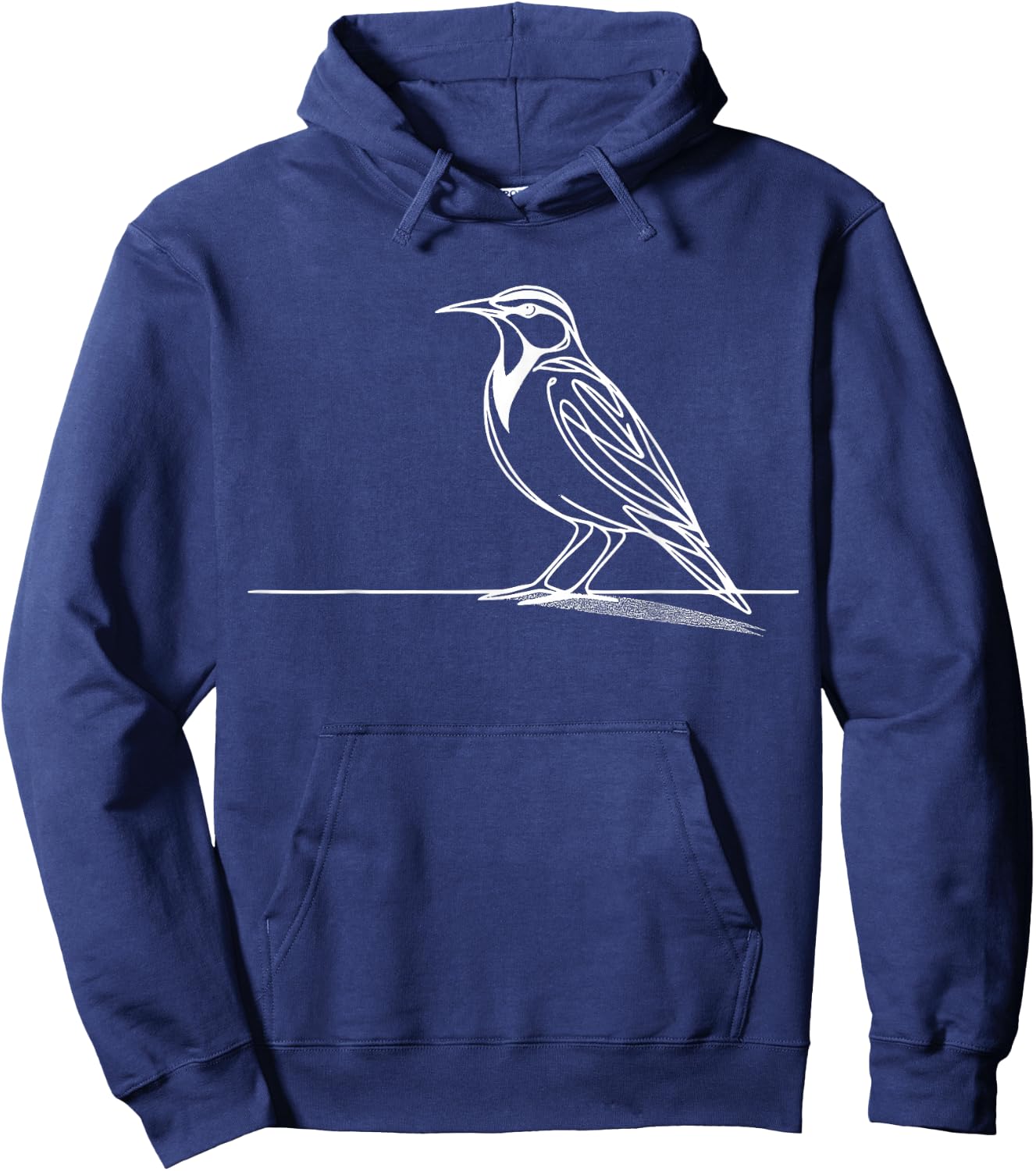 Eastern Meadowlark Line Art Birdwatcher Hoodie - Hoodie | Navy