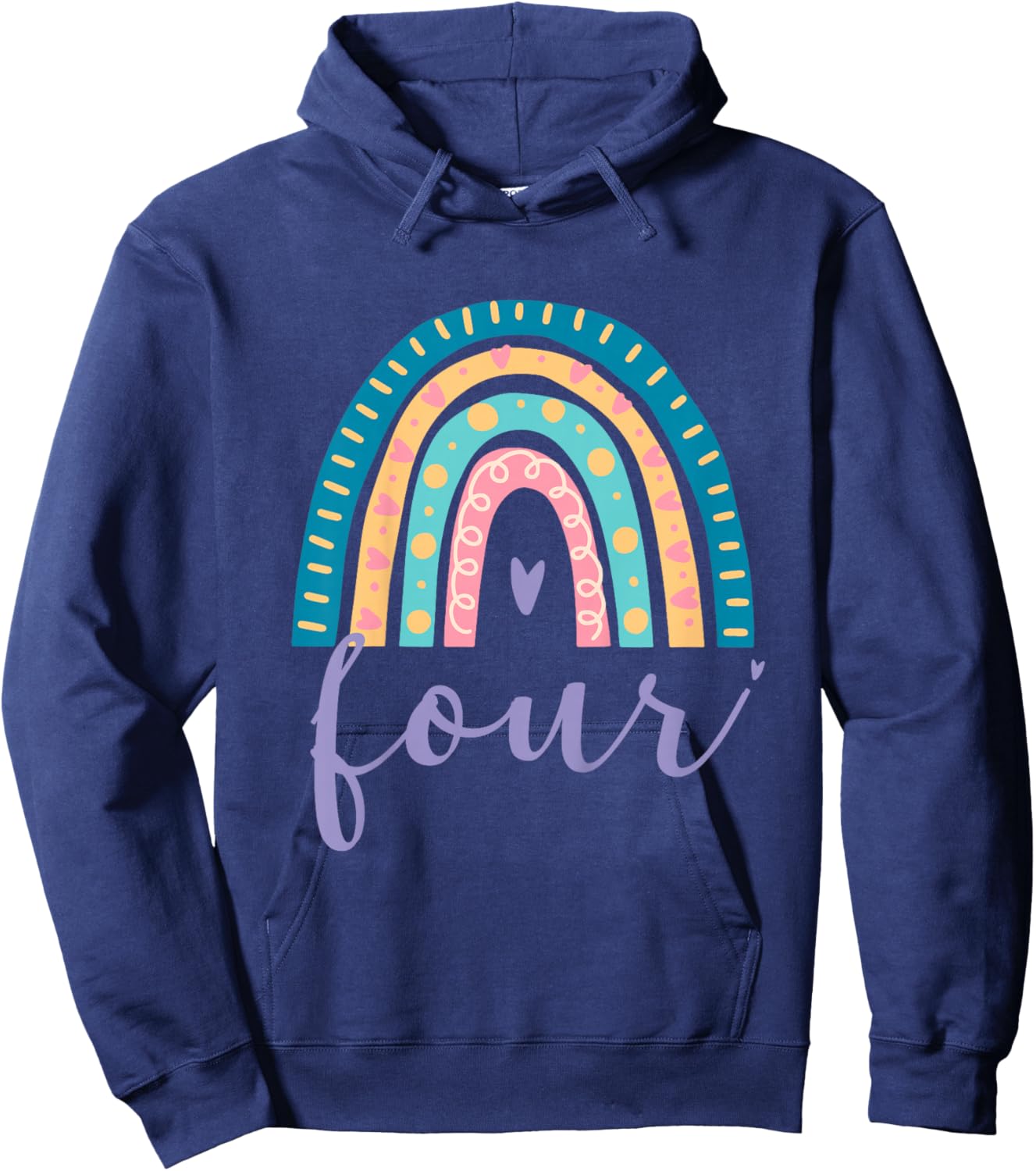 Four Year Old Rainbow 4th Birthday Gifts for Girls 4 Bday Hoodie - Hoodie | Navy