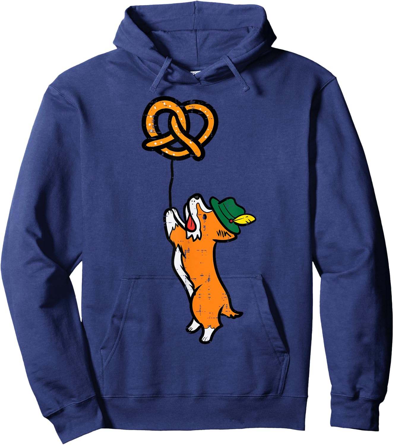 Oktoberfest Dog Corgi Pretzel German Bavarian Kids Women Men Hoodie - Hoodie | Navy