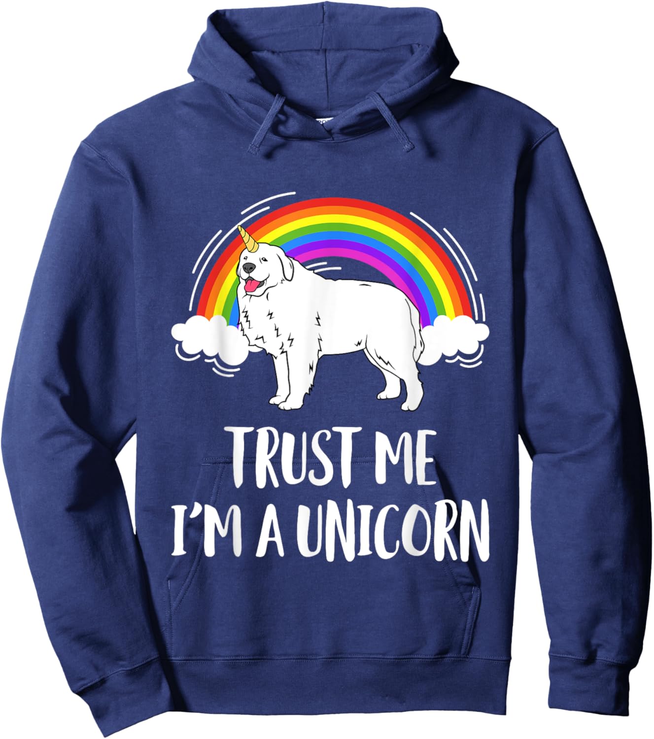 Trust Me I'm A Unicorn Great Pyrenees Pyrenean Dog Women Girls Kids Hoodie - Hoodie | Navy