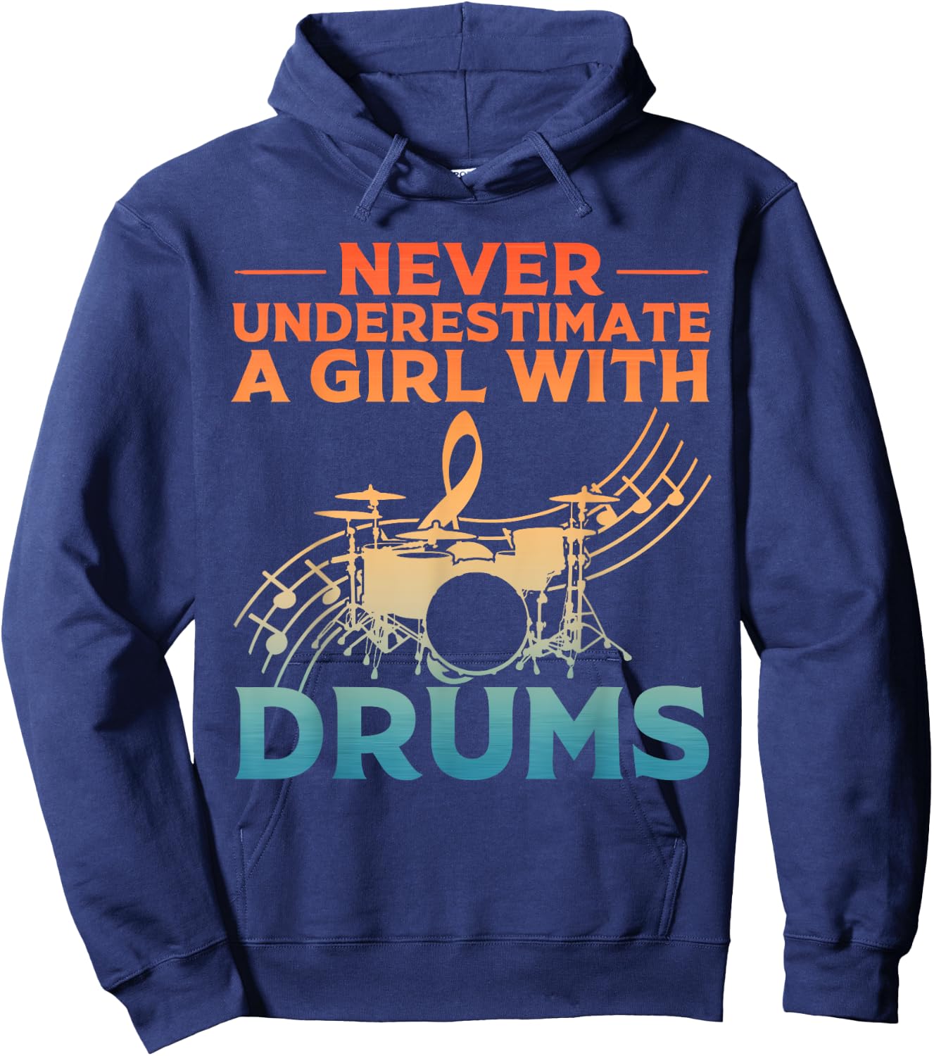 Funny Drummer Art Girls Drum Set Musician Drumming Hoodie - Hoodie | Navy