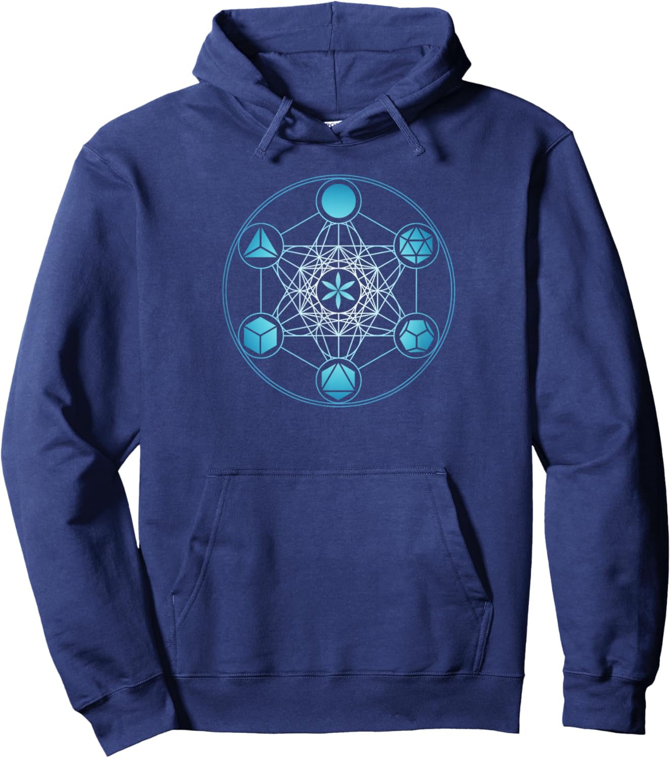 Metatrons Sacred Geometry Cube Platonic Body Hoodie - Hoodie | Navy