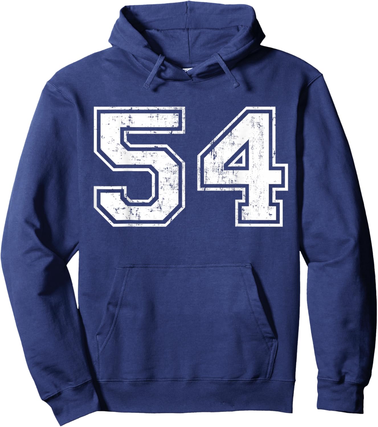 Number 54 Distressed Vintage Fifty Four Sports Team Practice Hoodie - Hoodie | Navy
