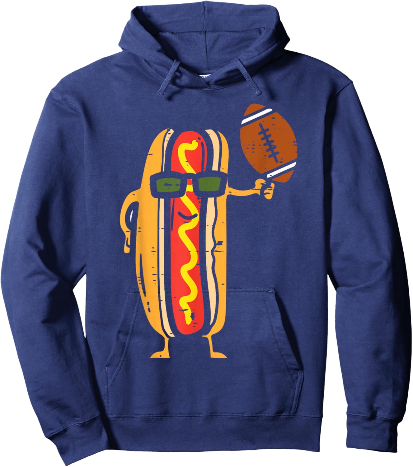 American Football Hotdog Funny Sports Foodie Men Women Kids Hoodie - Hoodie | Navy