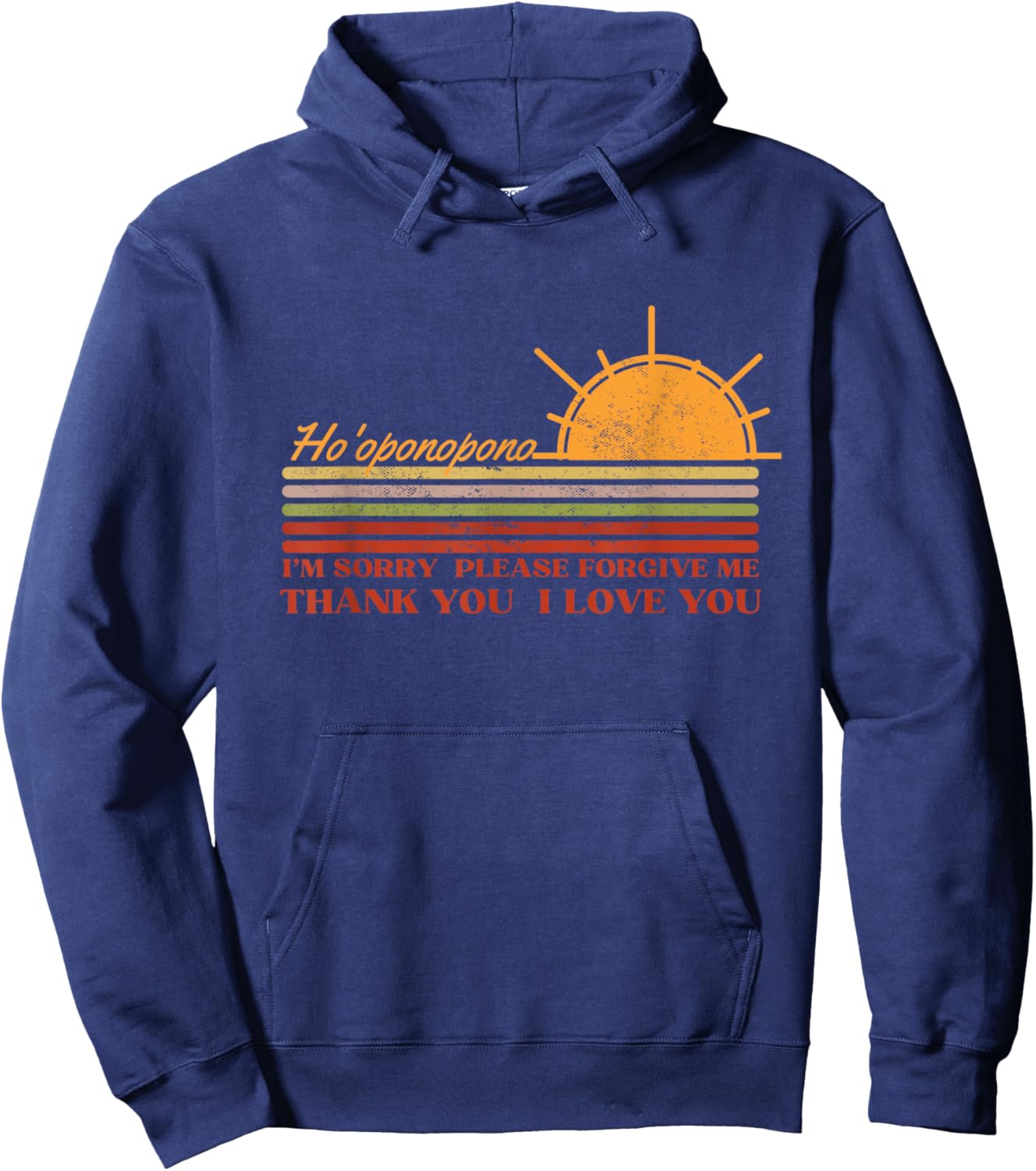Ho'oponopono Hawaiian Prayer Meditations Yoga Sun Graphic Hoodie - Hoodie | Navy