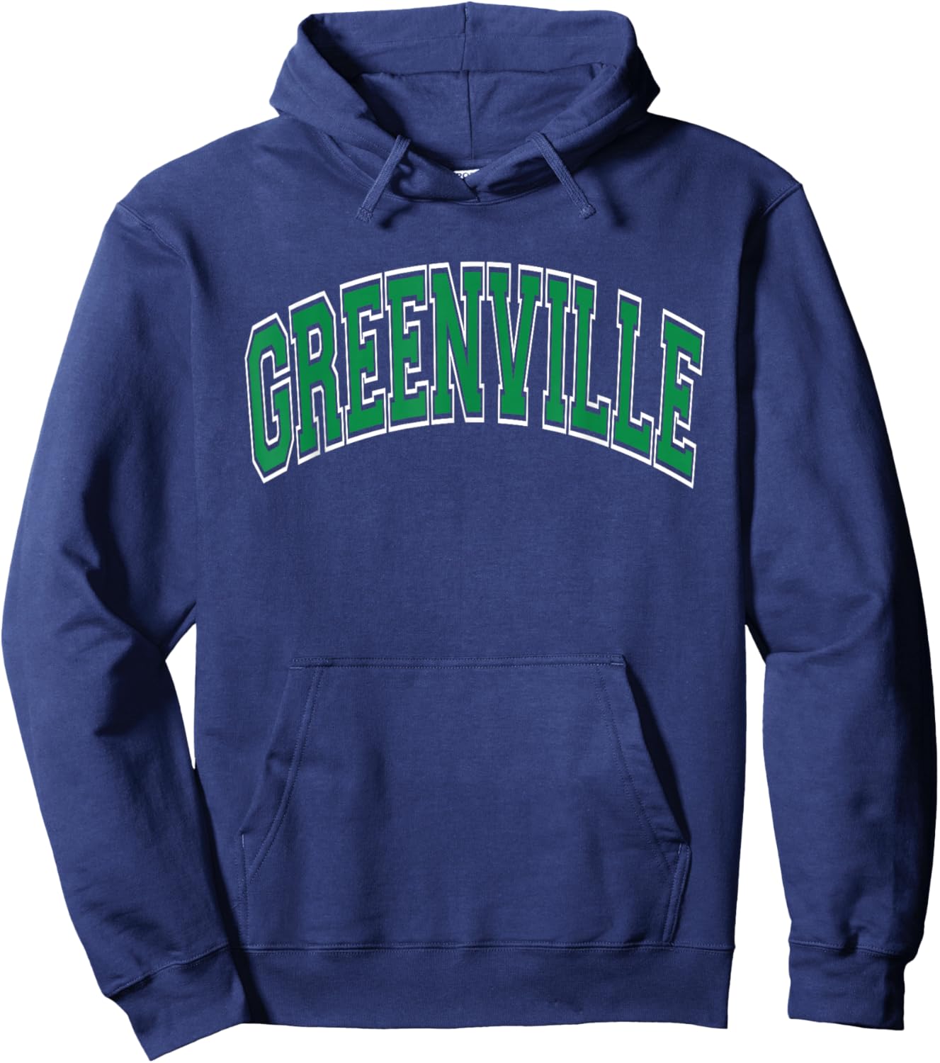 Greenville Arched Green Text Hoodie - Hoodie | Navy