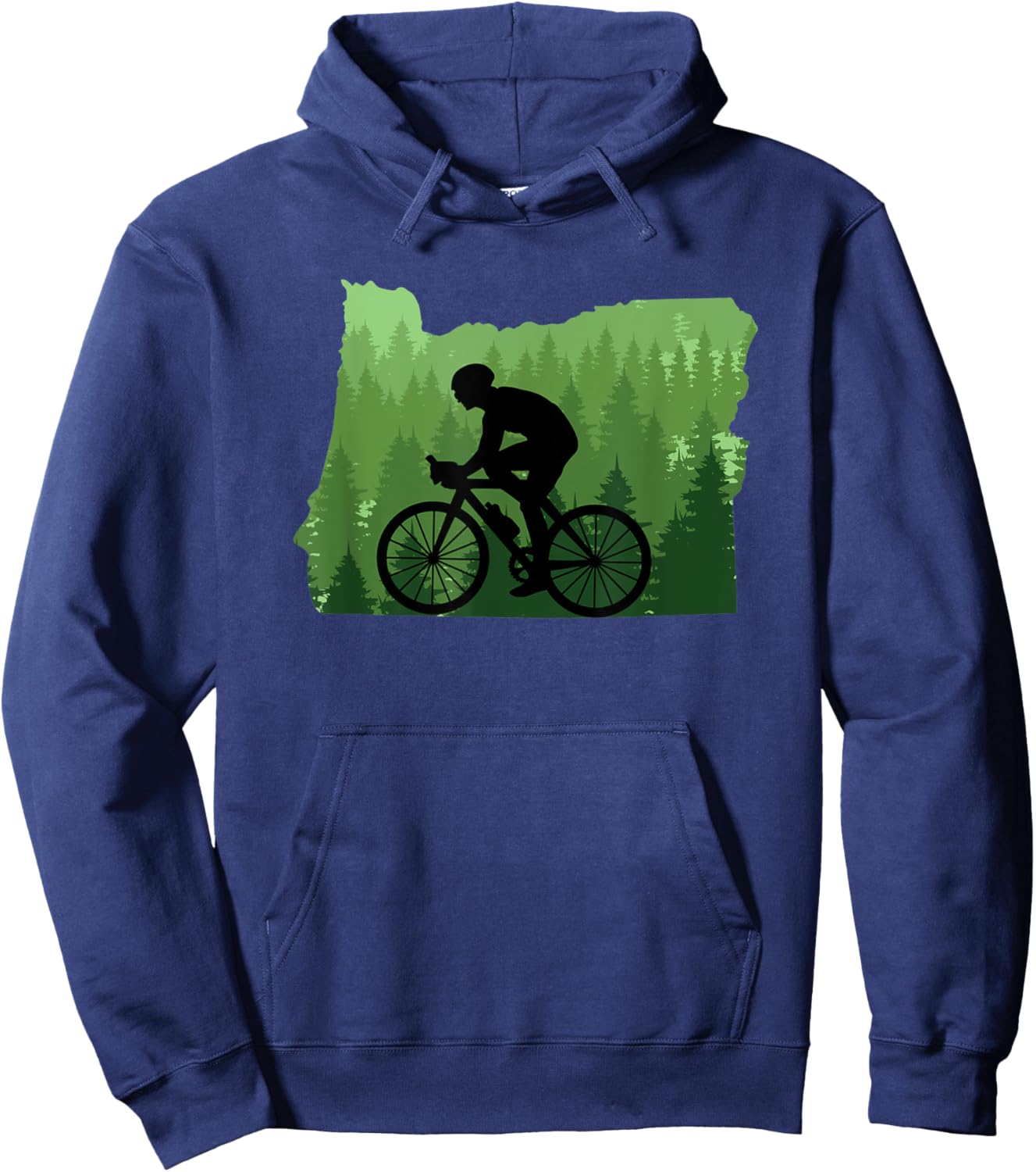 Map of Oregon Mountain Bike Rider MTB Biking Mountain Biker Hoodie - Hoodie | Navy