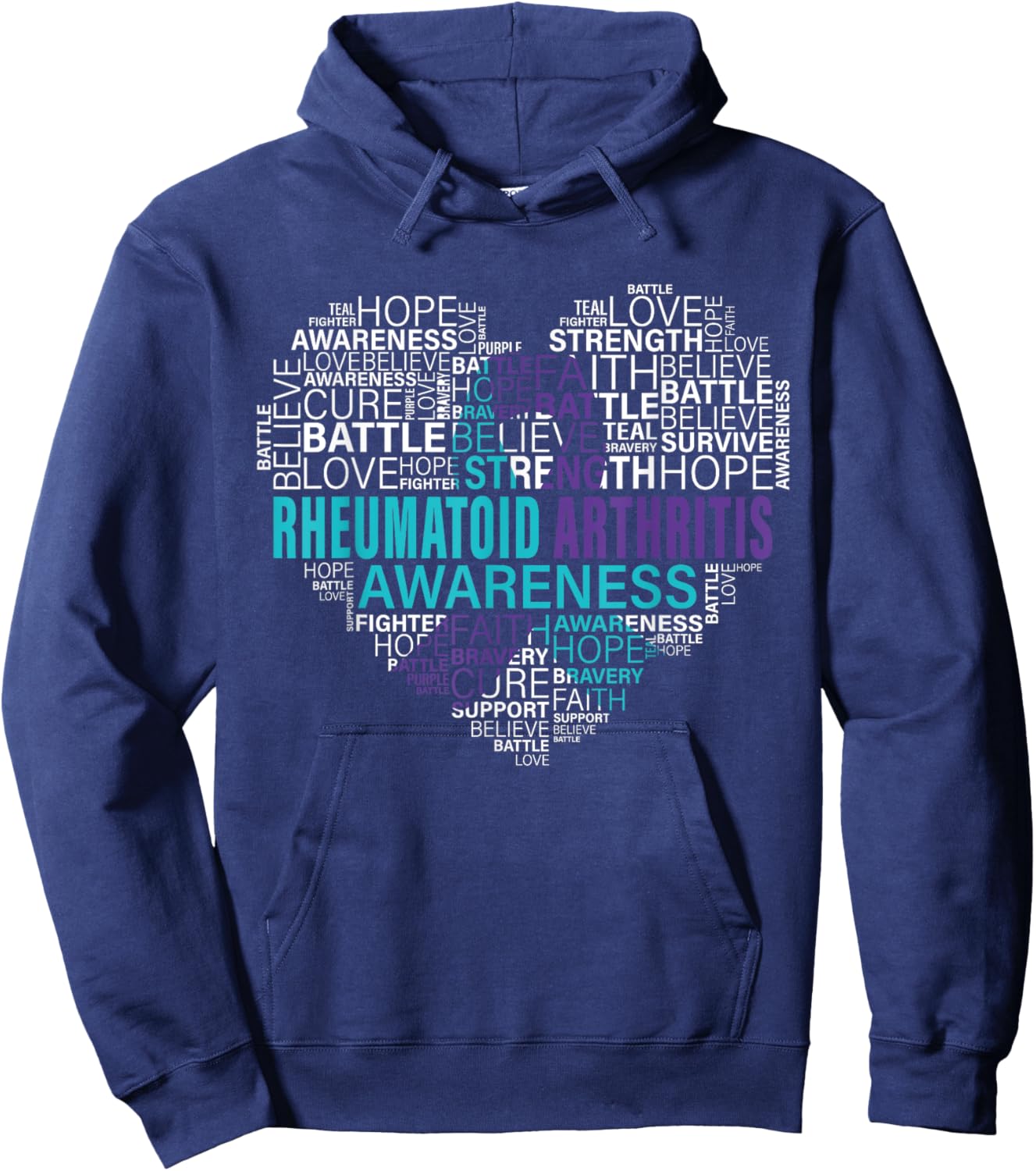Rheumatoid Arthritis Awareness Hope Support Strong Warrior Hoodie - Hoodie | Navy