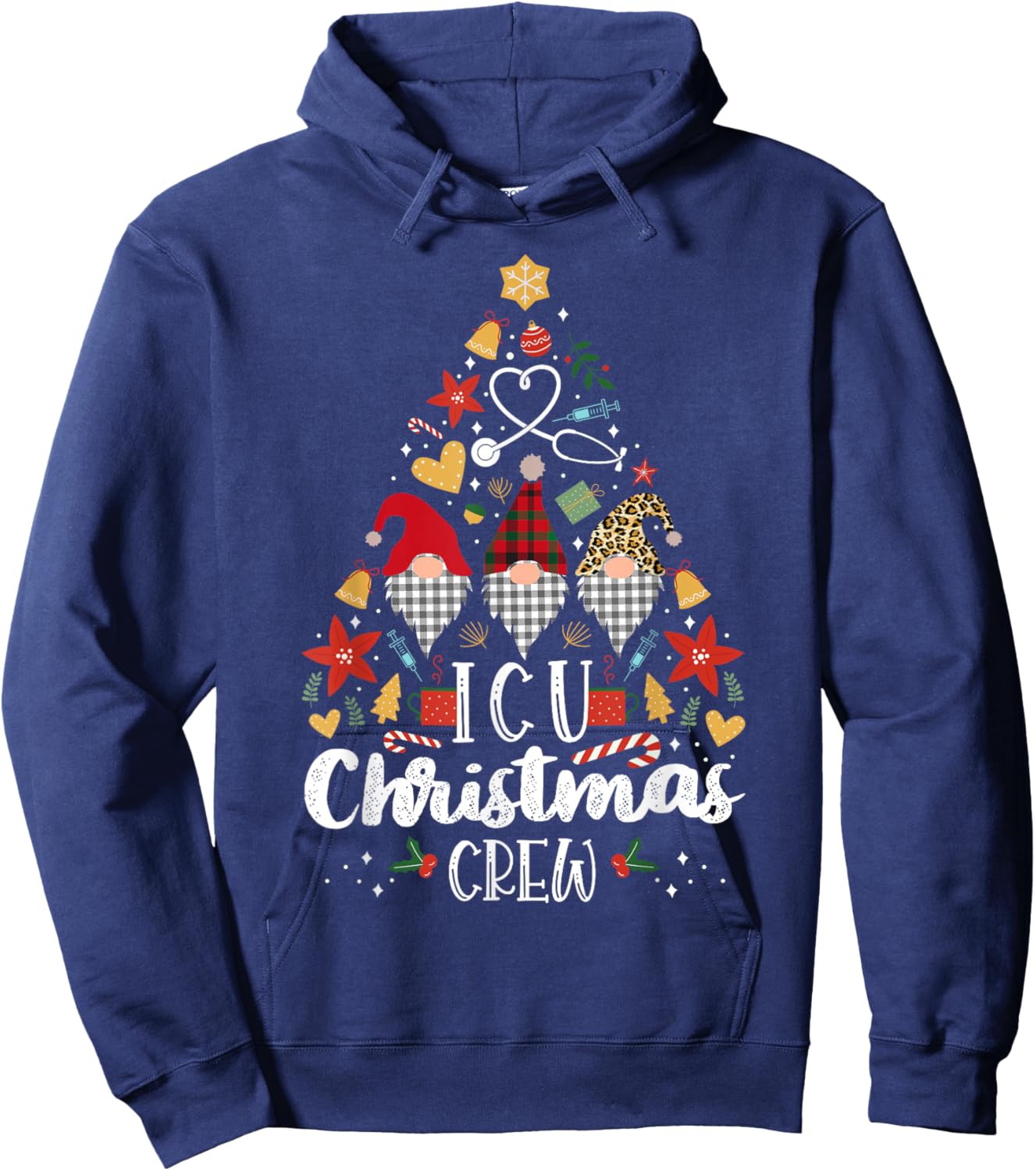 Christmas NICU Crew Nurse Doctor Tech Neonatal ICU Squad Hoodie - Hoodie | Navy