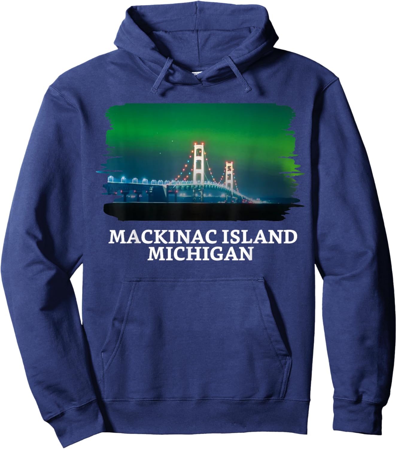 Mackinac Island Bridge Michigan Great Lakes Huron Ferry Trip Hoodie - Hoodie | Navy
