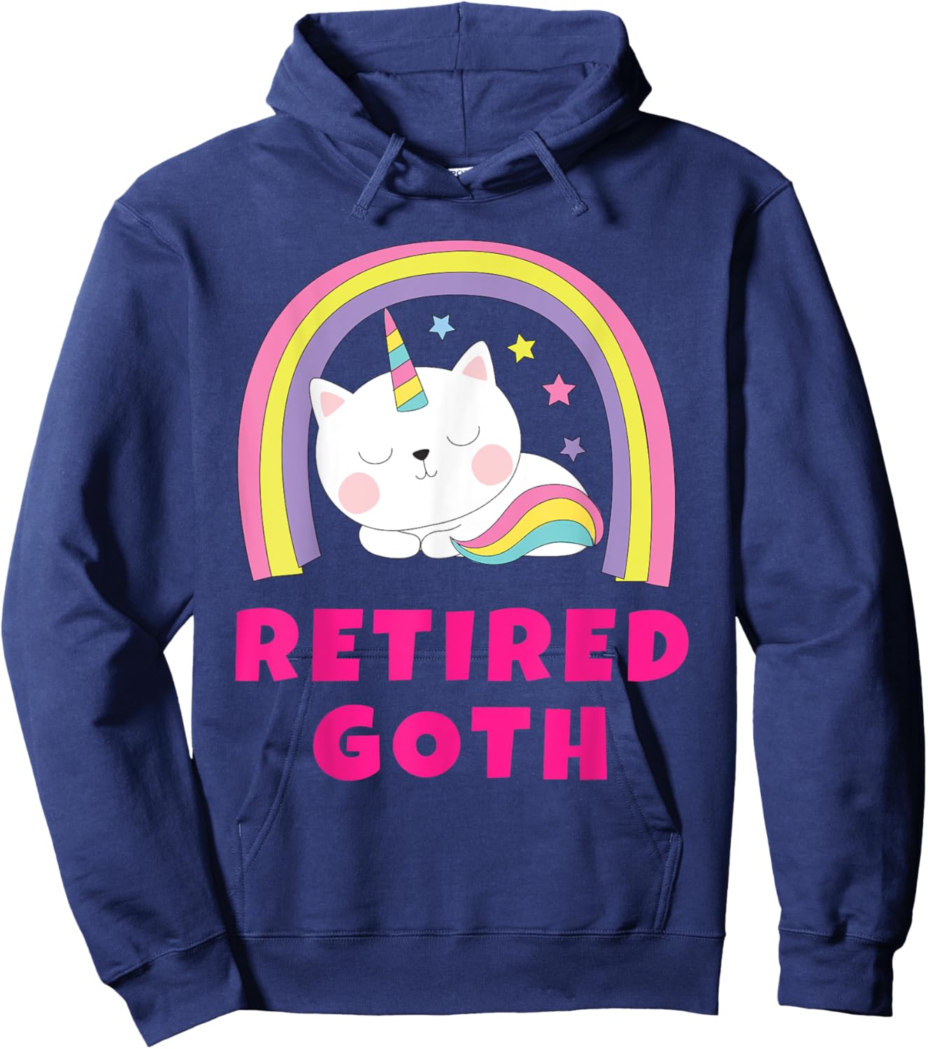 Retired Goth Shirts | Retro Rainbow Funny Sarcastic Ex Goth Hoodie - Hoodie | Navy