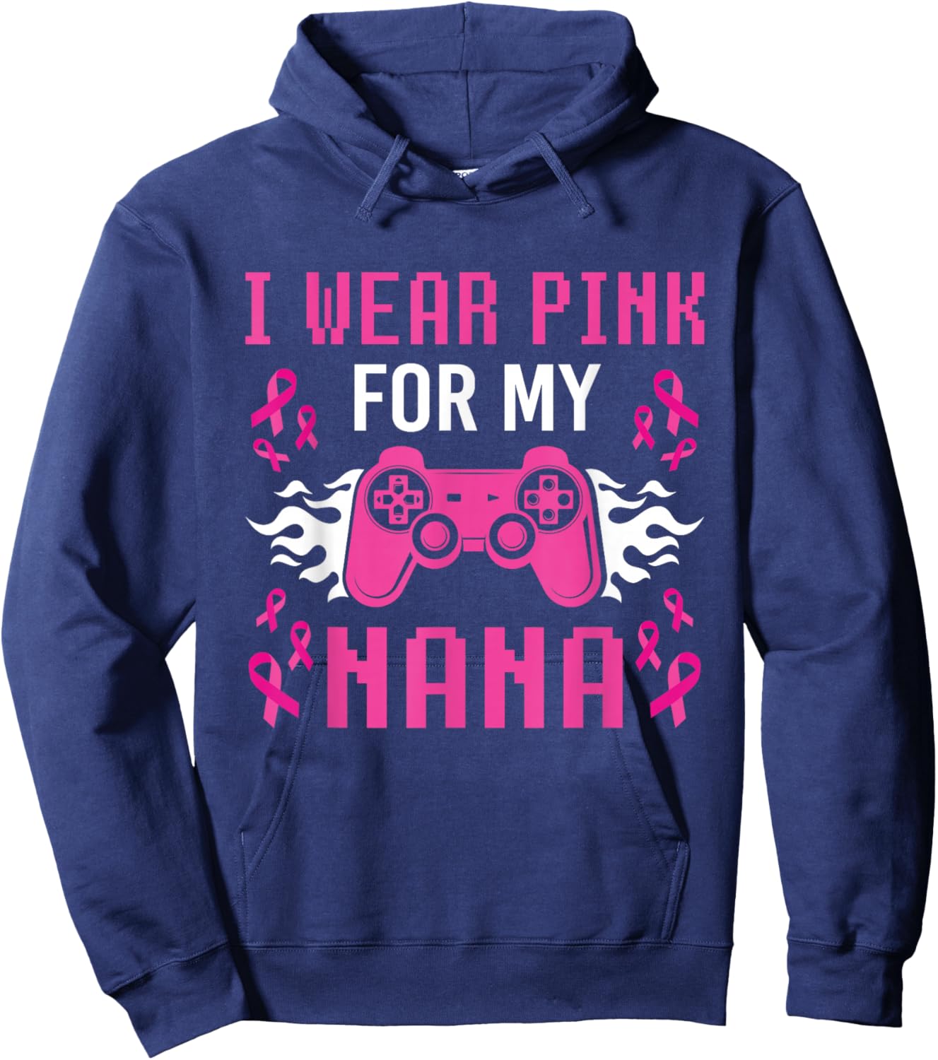I Wear Pink For My Nana Breast Cancer Gaming Kids Boys Youth Hoodie - Hoodie | Navy