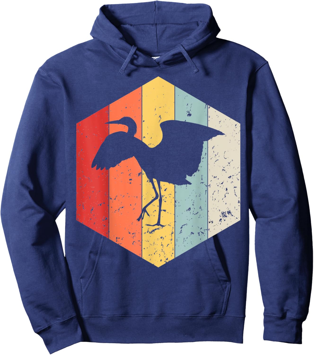 Egret Gird Retro Vintage Hoodie - Hoodie | Navy