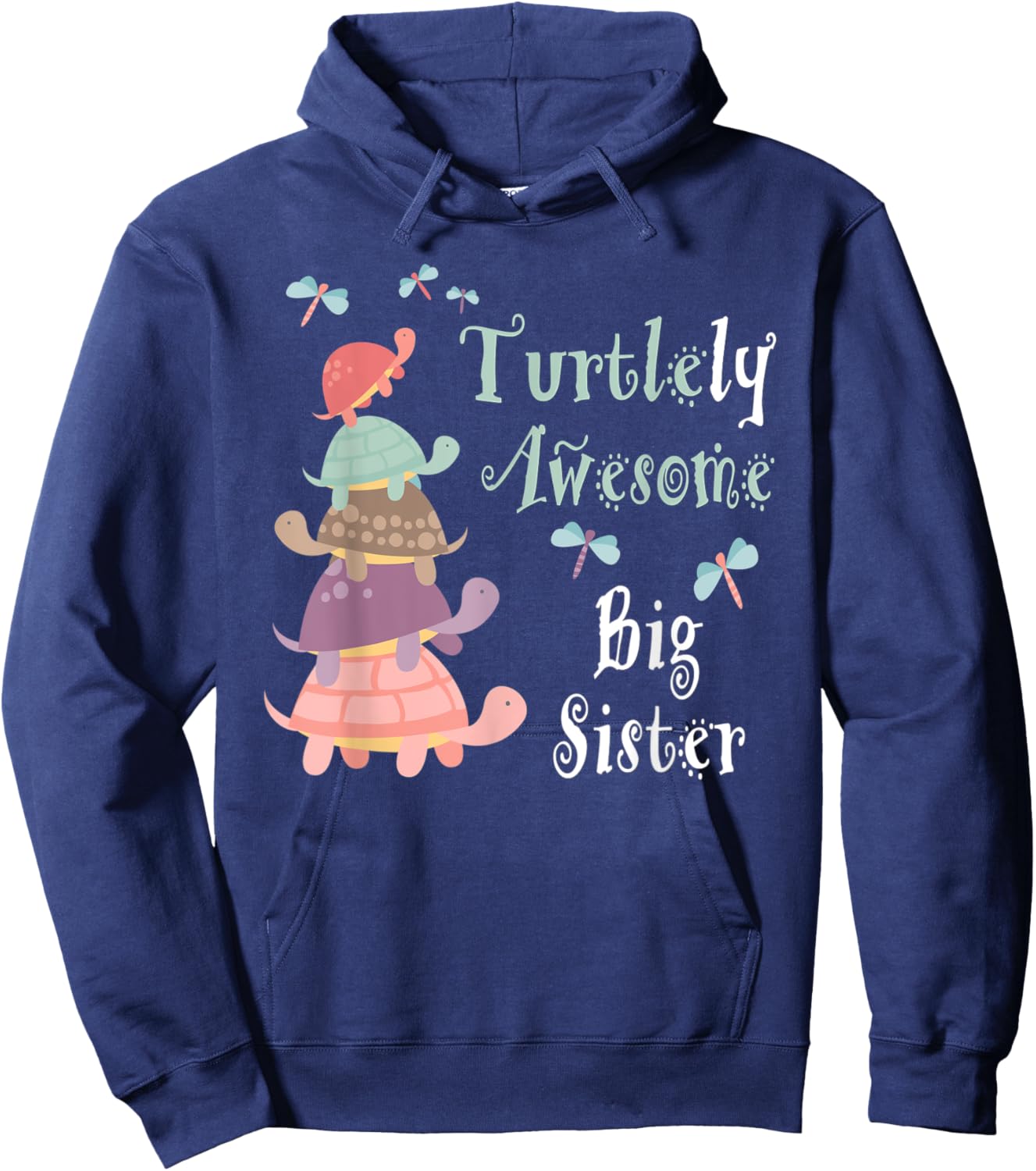 Best Big Sister Ever - Whimsical Big Sister With Turtles Hoodie - Hoodie | Navy