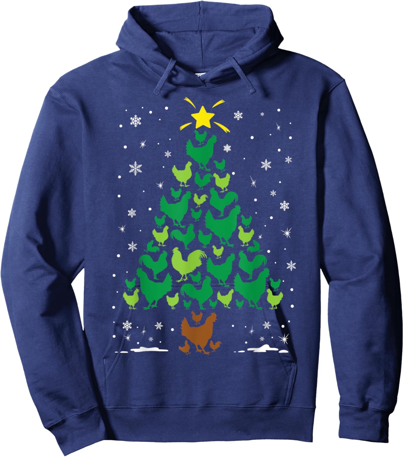 Chicken Hen Lovers Holiday Family Matching Christmas Tree Hoodie - Hoodie | Navy