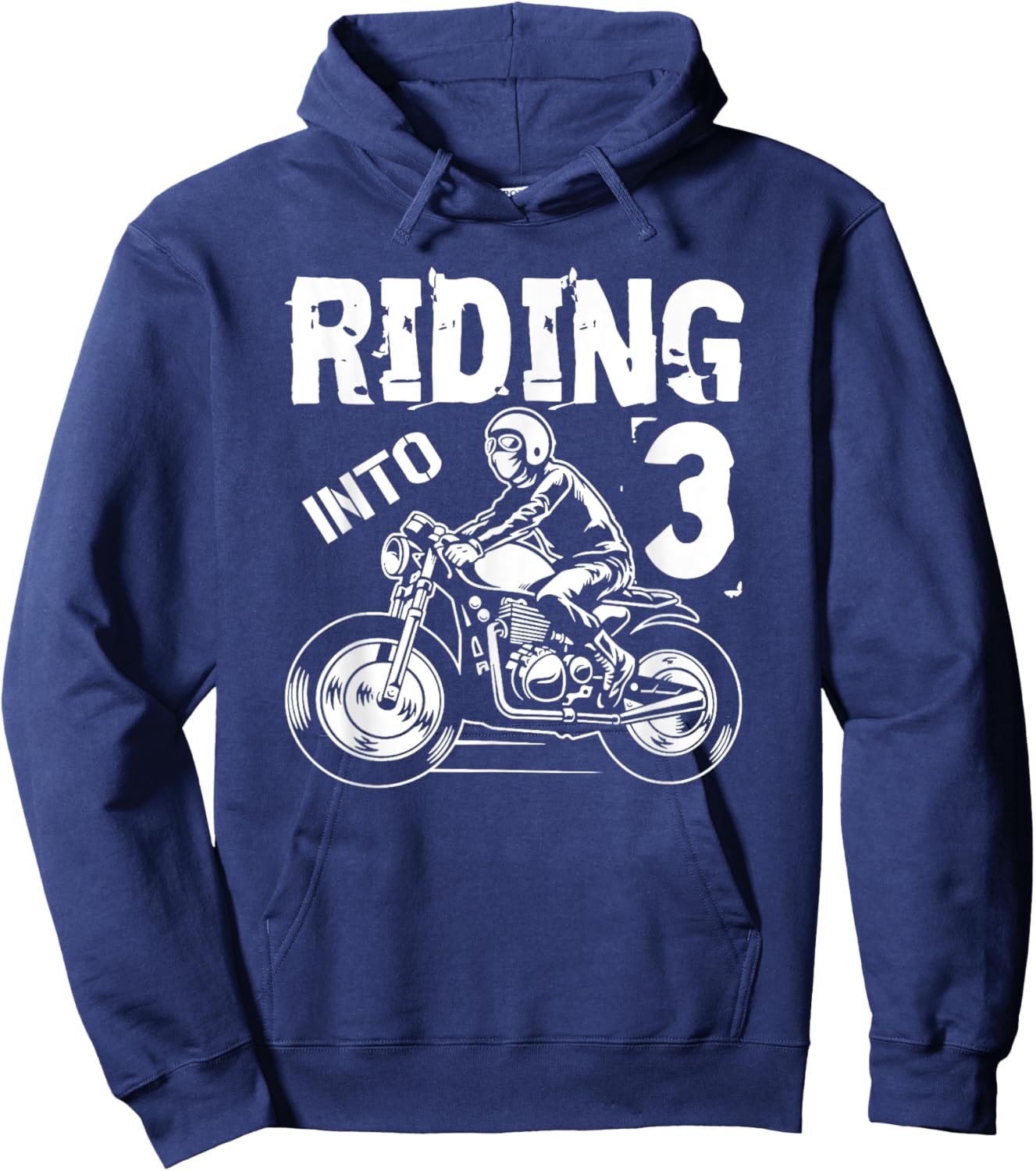 Riding Into 3 Years Old 3rd Birthday Kids Motorcycle Party Hoodie - Hoodie | Navy