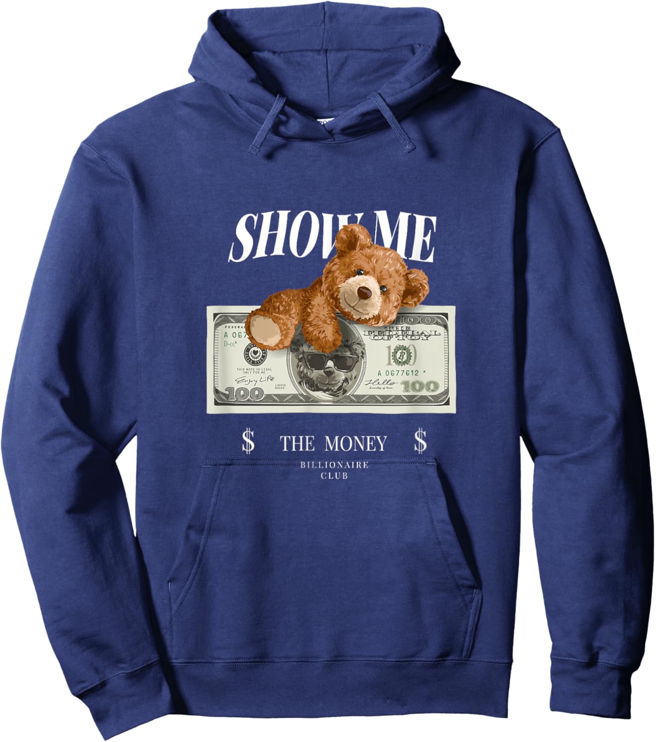 Enjoy Cool Teddy Bear Dollar Show Time Billionaire Club Fun Hoodie - Hoodie | Navy