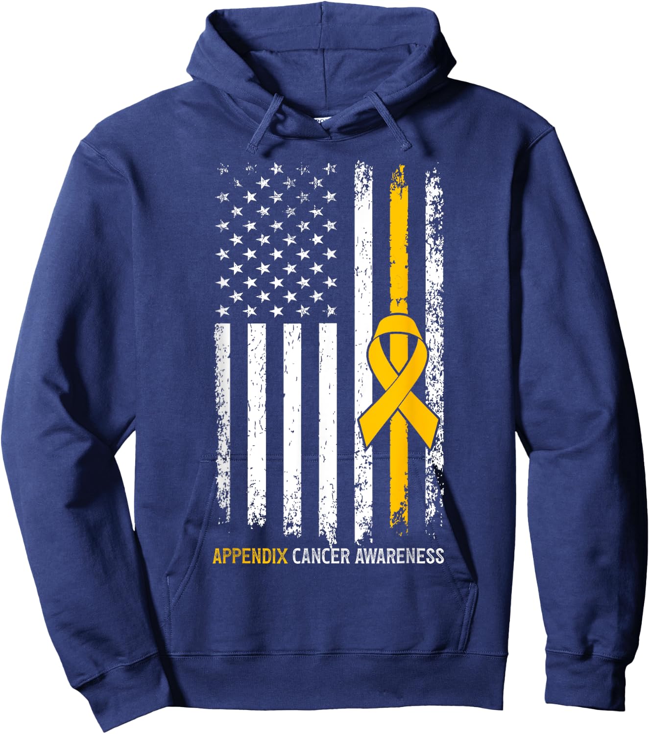 USA Flag Appendix Cancer Awareness Women Men Hoodie - Hoodie | Navy