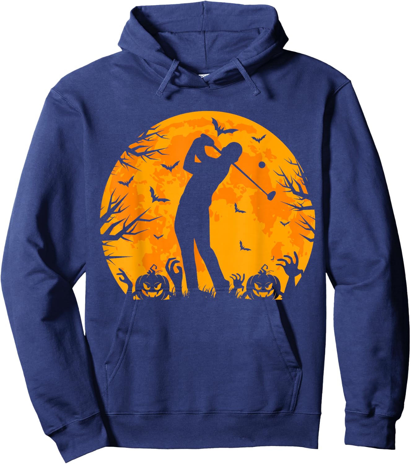 Golfing Halloween Men Golfer Pumpkin Spooky Golf Halloween Hoodie - Hoodie | Navy