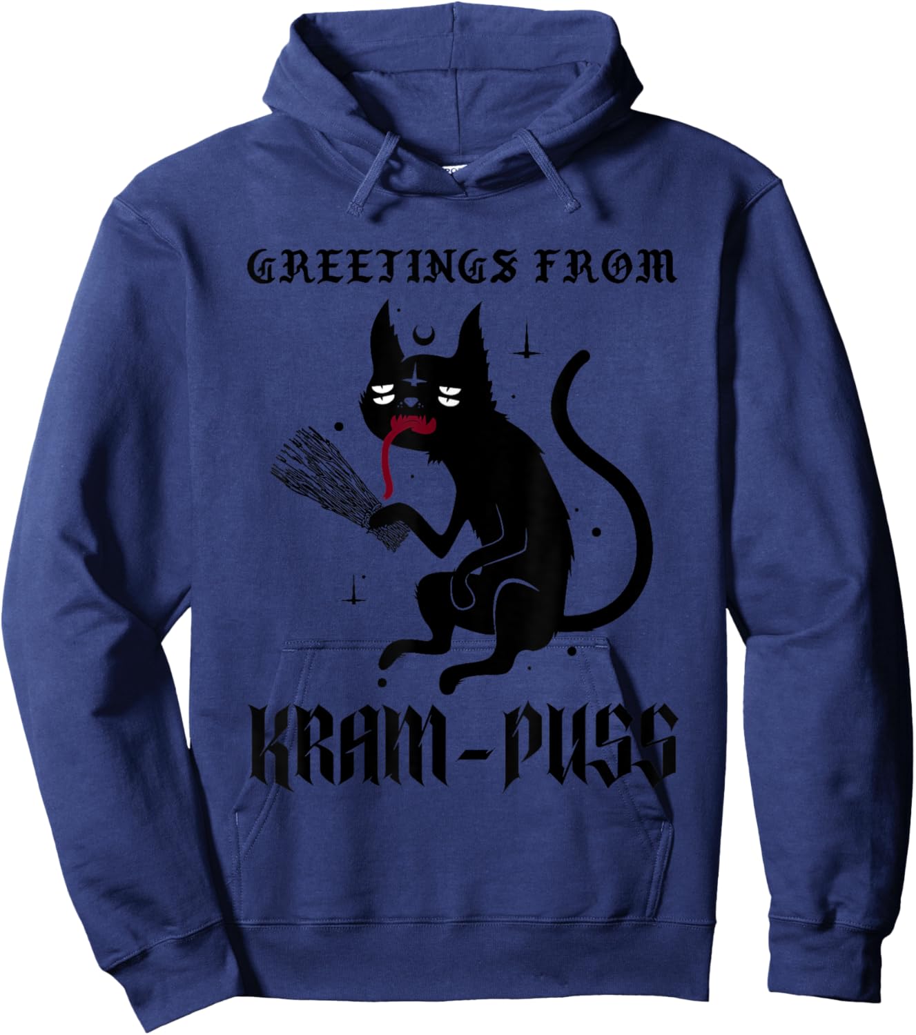 Funny Krampus Cat Christmas Greetings From Kram-Puss Pagan Women Kids Hoodie - Hoodie | Navy