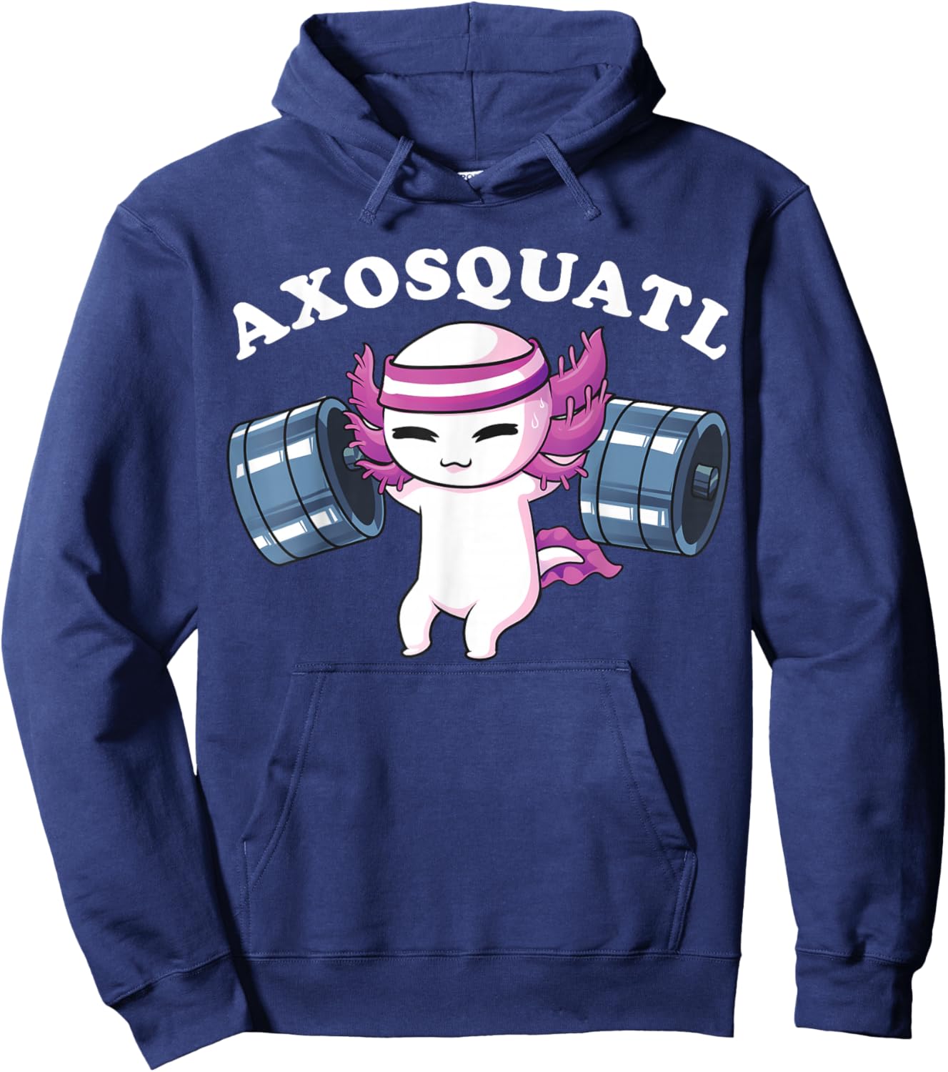 Squat Axolotl Shirt Axosquatl Powerlifting Cute Gym Workout Hoodie - Hoodie | Navy