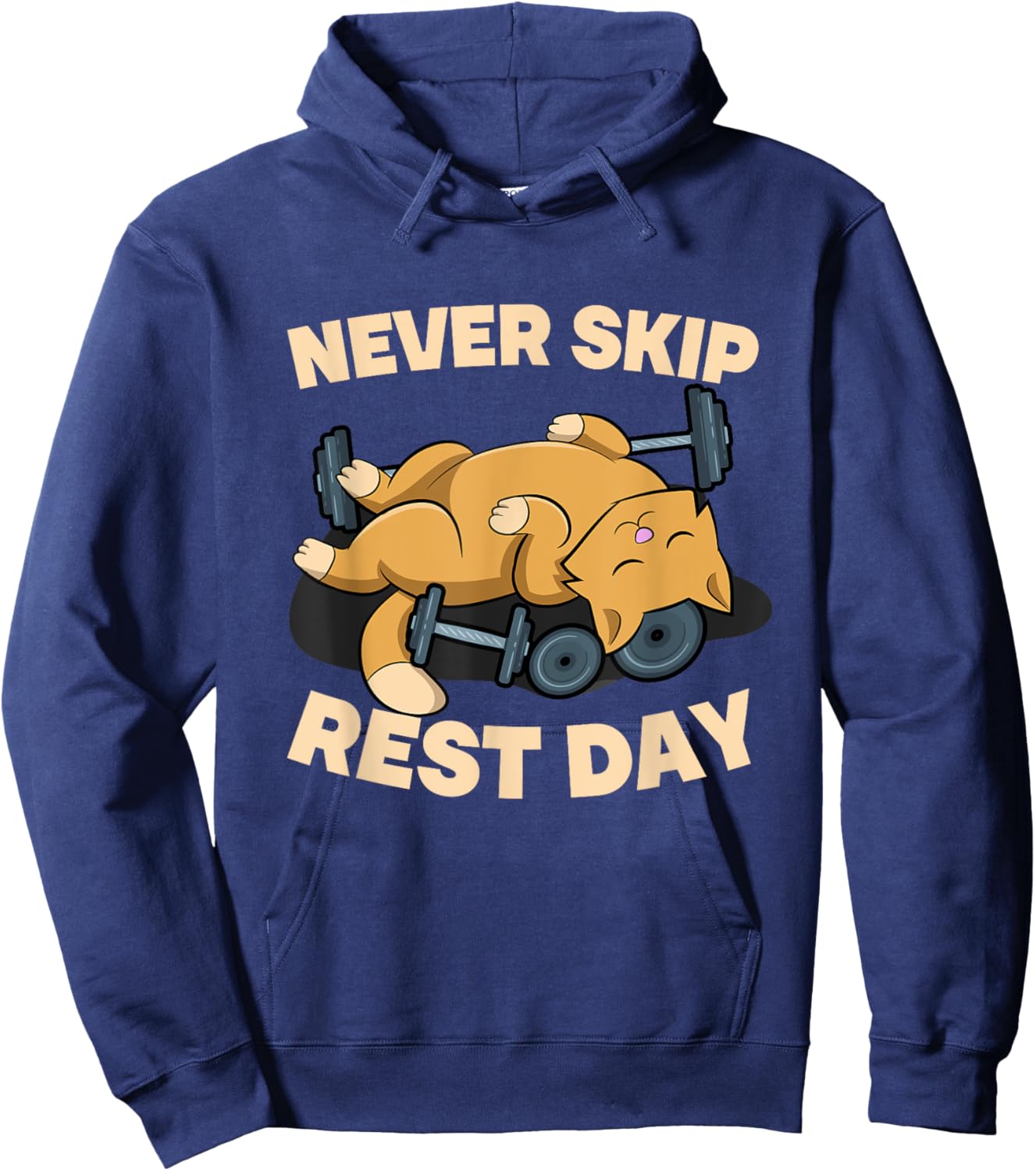 Never Skip Rest Day Cat Kitten Gym Workout Bodybuilding Hoodie - Hoodie | Navy