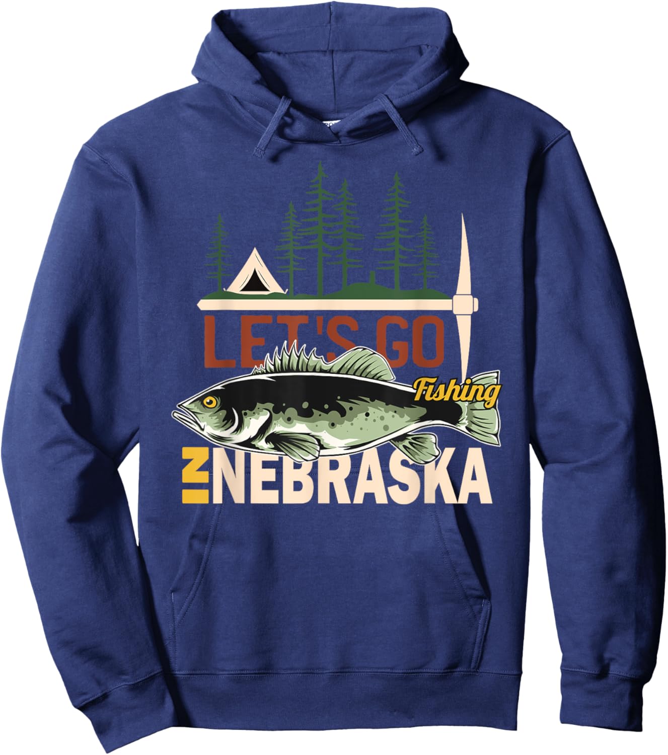 Camping Fishing in Nebraska - Nature Nebraska Fishing Hoodie - Hoodie | Navy