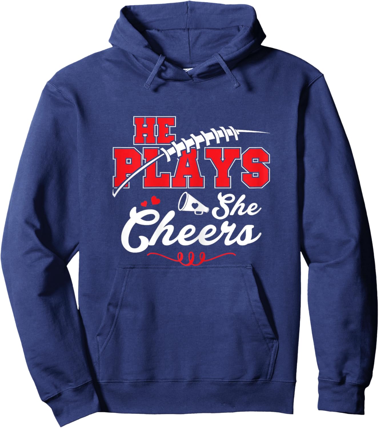 Cheer Mom Son plays Football Daugher Cheerleader Cheer Mom Hoodie - Hoodie | Navy