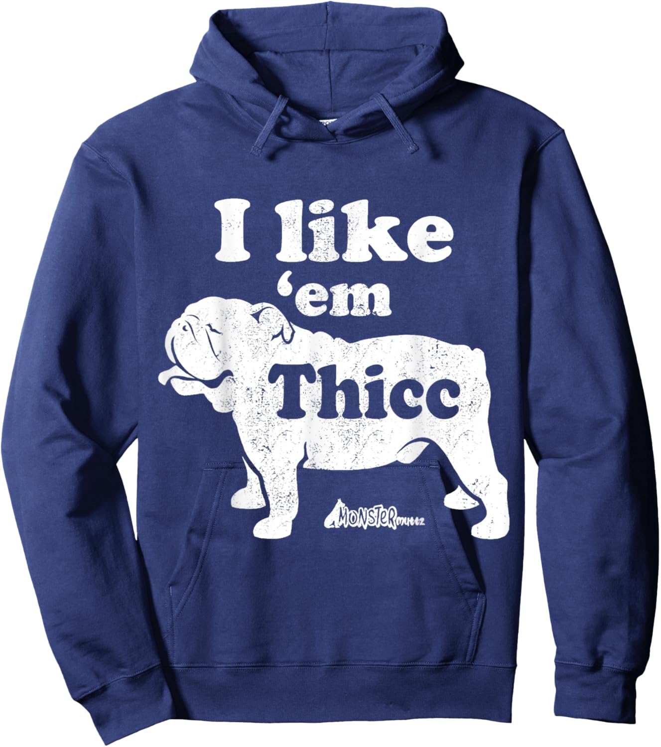 English Bulldog Top, Cute I Like Em Thicc, Chonky Bully Men Women Kids Hoodie - Hoodie | Navy
