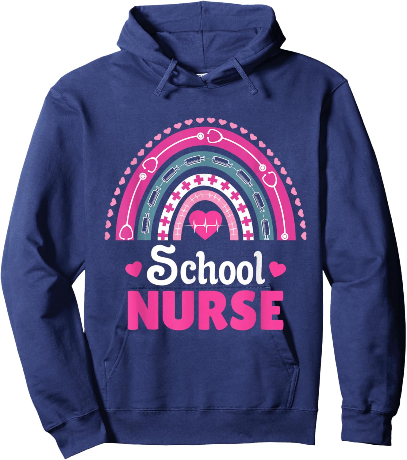 School Nurse Boho Rainbow Hoodie - Hoodie | Navy