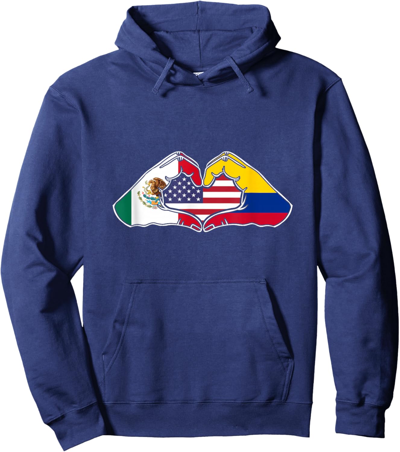 Heart Hands Mexico, Colombia and the USA. Hoodie - Hoodie | Navy